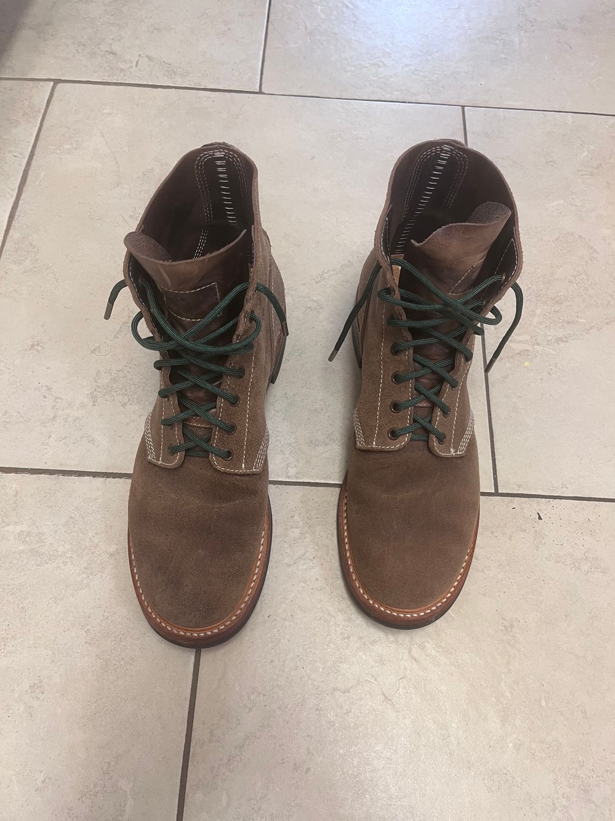 Photo by peckinpaws on May 2, 2025 of the John Lofgren M-43 Service Shoes in Horween Natural Chromexcel Roughout.
