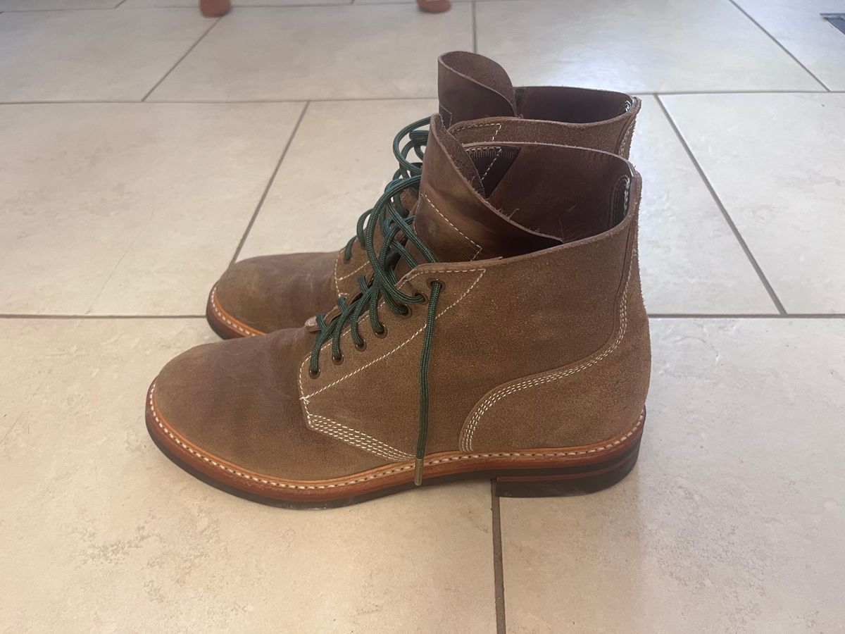 Photo by peckinpaws on May 2, 2025 of the John Lofgren M-43 Service Shoes in Horween Natural Chromexcel Roughout.