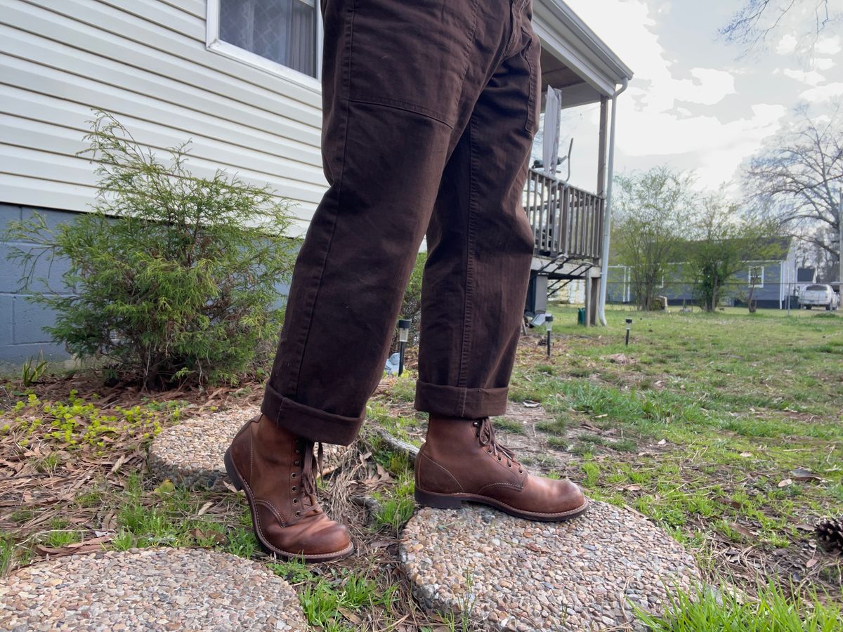 Photo by peckinpaws on March 23, 2025 of the Red Wing Blacksmith in S.B. Foot Copper Rough and Tough.