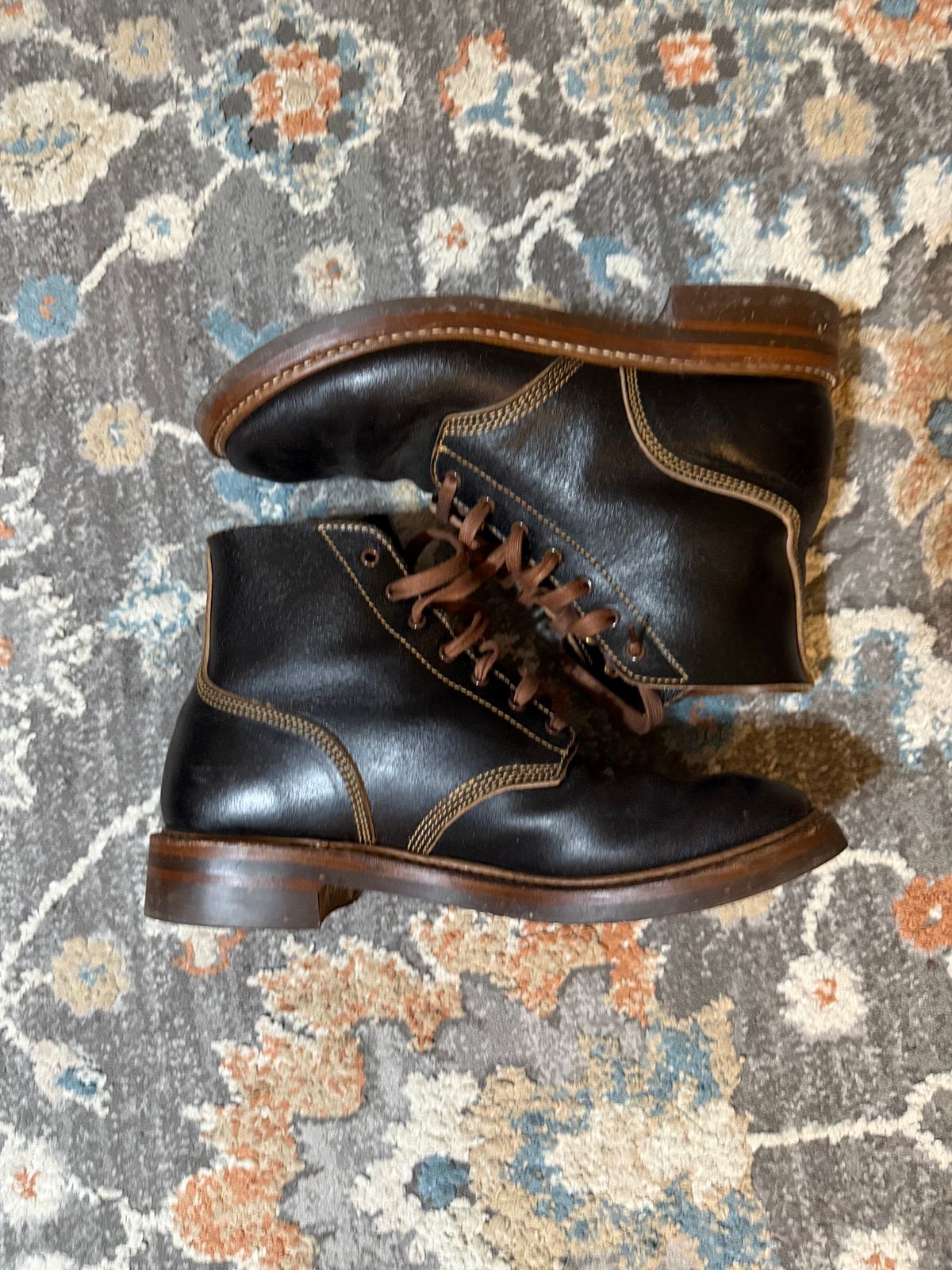 Photo by peckinpaws on March 14, 2026 of the John Lofgren M-43 Service Shoes in Horween Dark Brown Waxed Flesh.