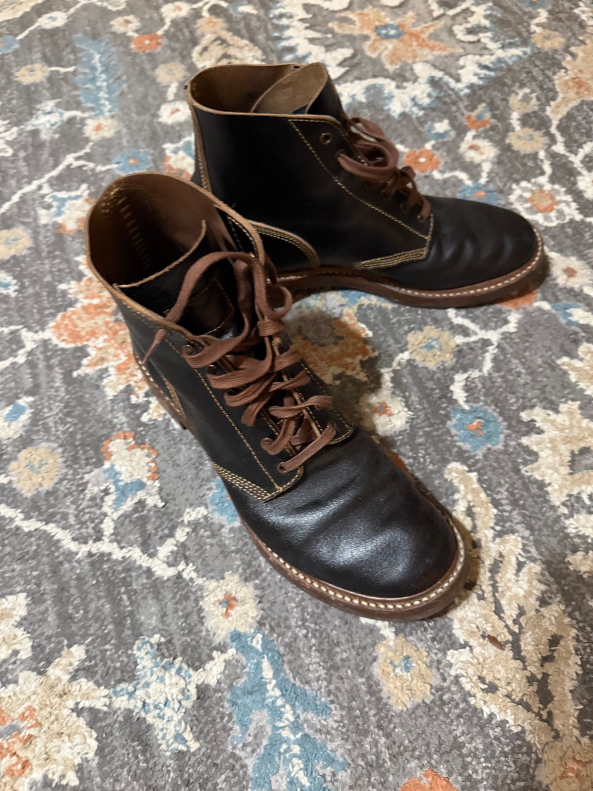 Photo by peckinpaws on March 14, 2026 of the John Lofgren M-43 Service Shoes in Horween Dark Brown Waxed Flesh.