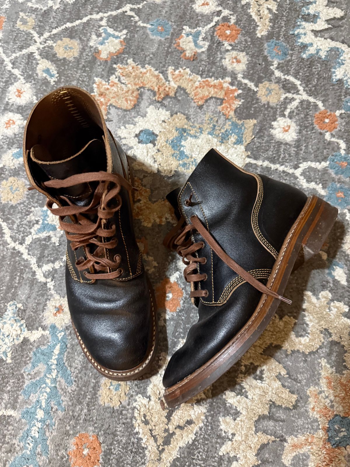 Photo by peckinpaws on March 14, 2026 of the John Lofgren M-43 Service Shoes in Horween Dark Brown Waxed Flesh.