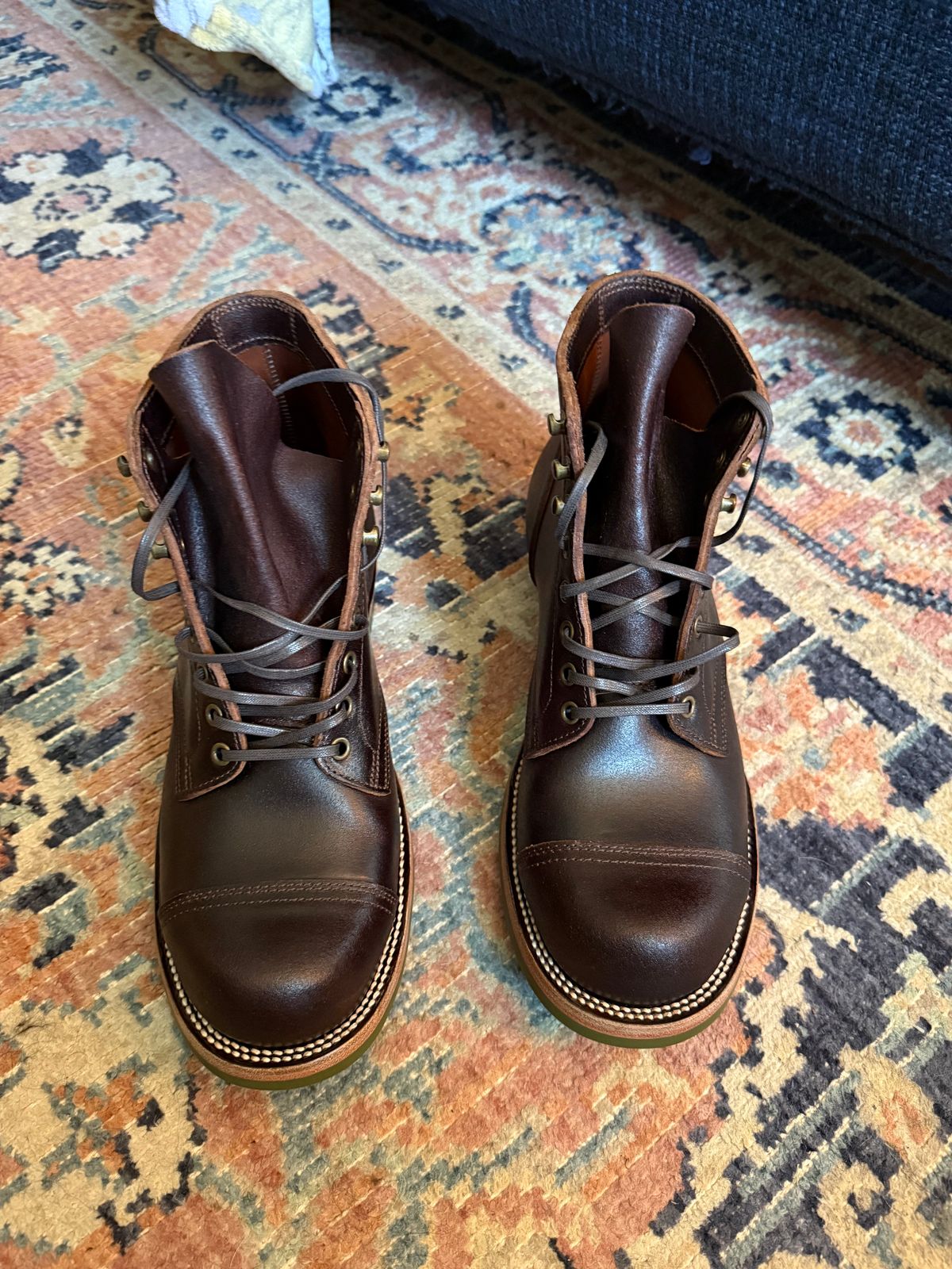 Photo by peckinpaws on June 29, 2026 of the XBXS Miner Boots in Horween Dark Brown Waxed Flesh.