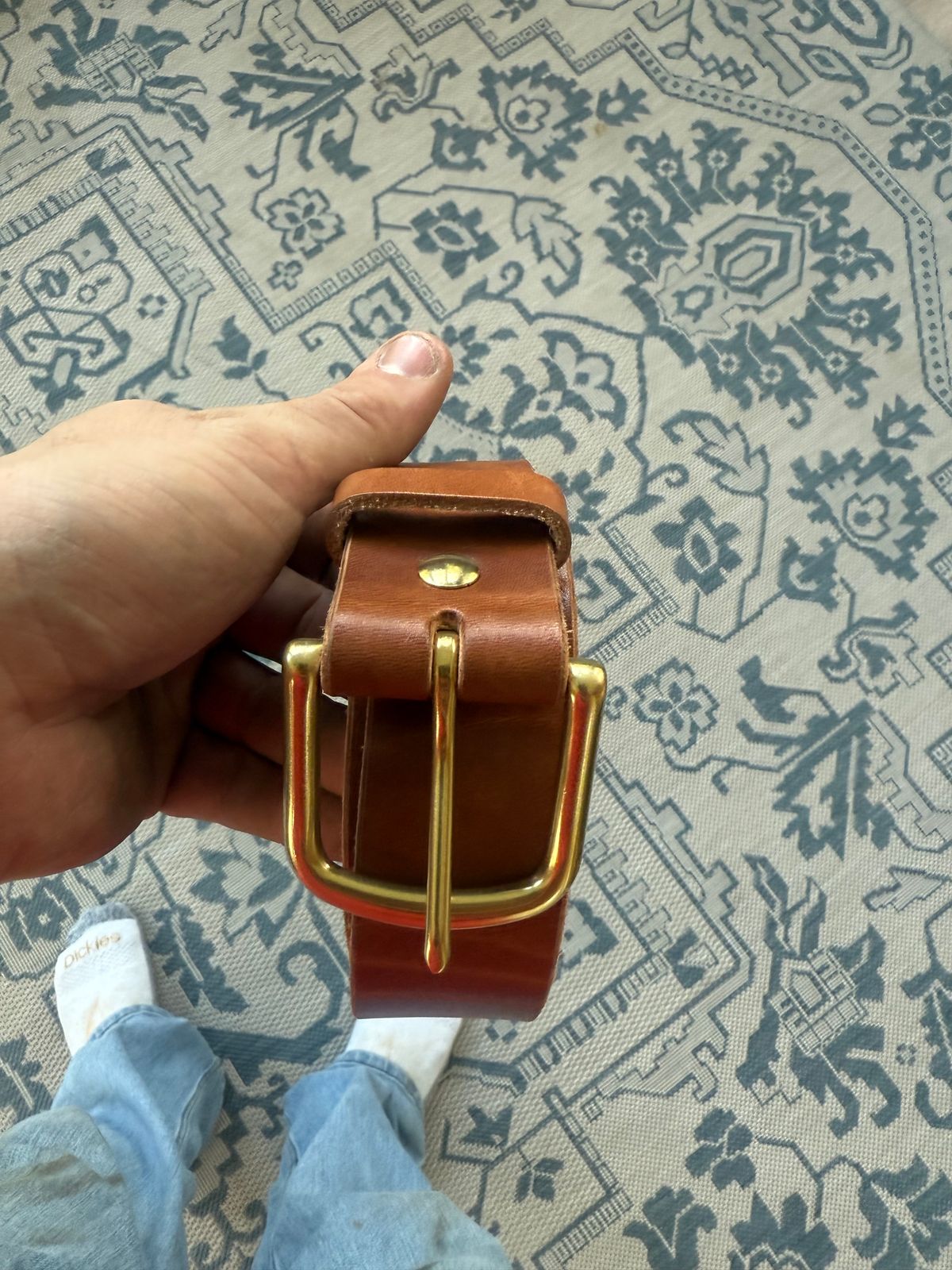 Photo by ty.302 on April 1, 2026 of the Lost Dutchman Leather The Belt in Wickett & Craig Russet Glazed Traditional Harness.