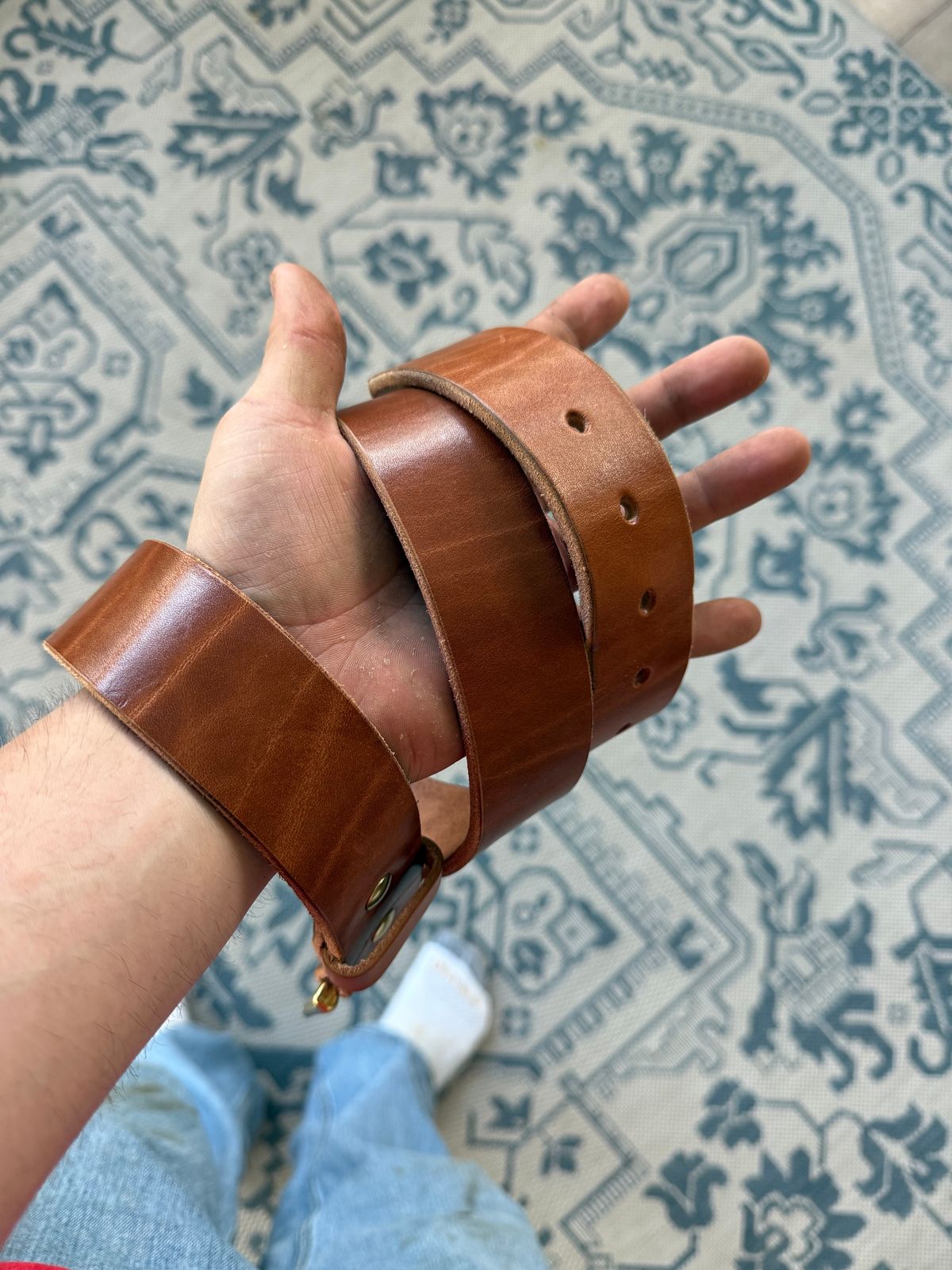 Photo by ty.302 on April 1, 2026 of the Lost Dutchman Leather The Belt in Wickett & Craig Russet Glazed Traditional Harness.