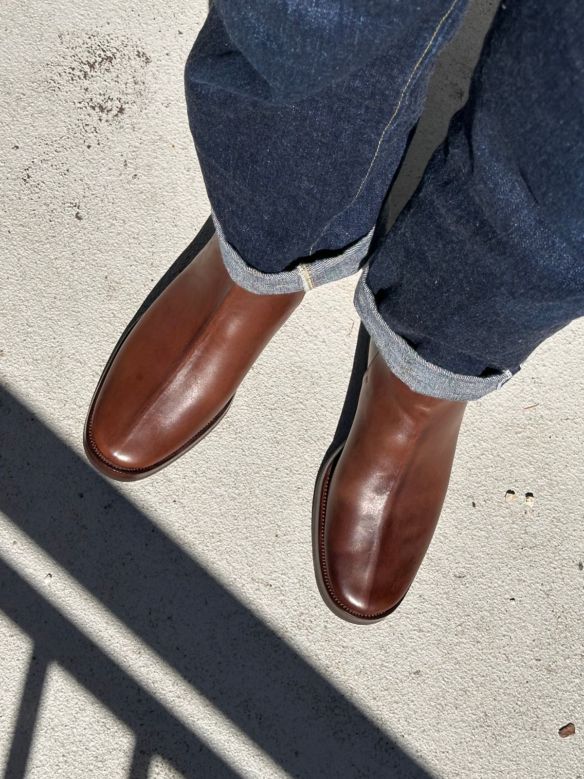 Photo by bigorangeduck on July 6, 2026 of the Clinch Jodhpur Boots in Brown-Overdyed Horsebutt.
