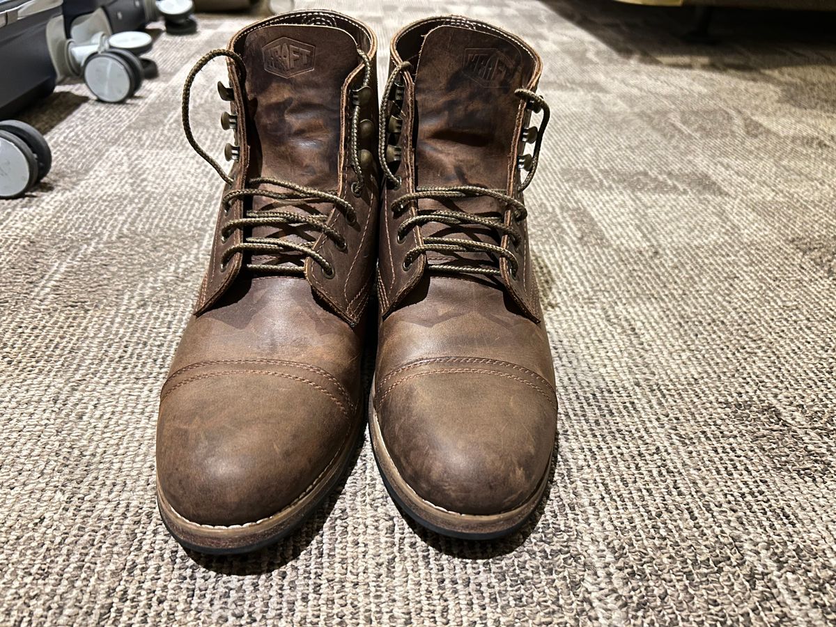 Photo by anhquan on April 30, 2025 of the Kraft Asin Work Boots in Unknown Natural Veg Tan.