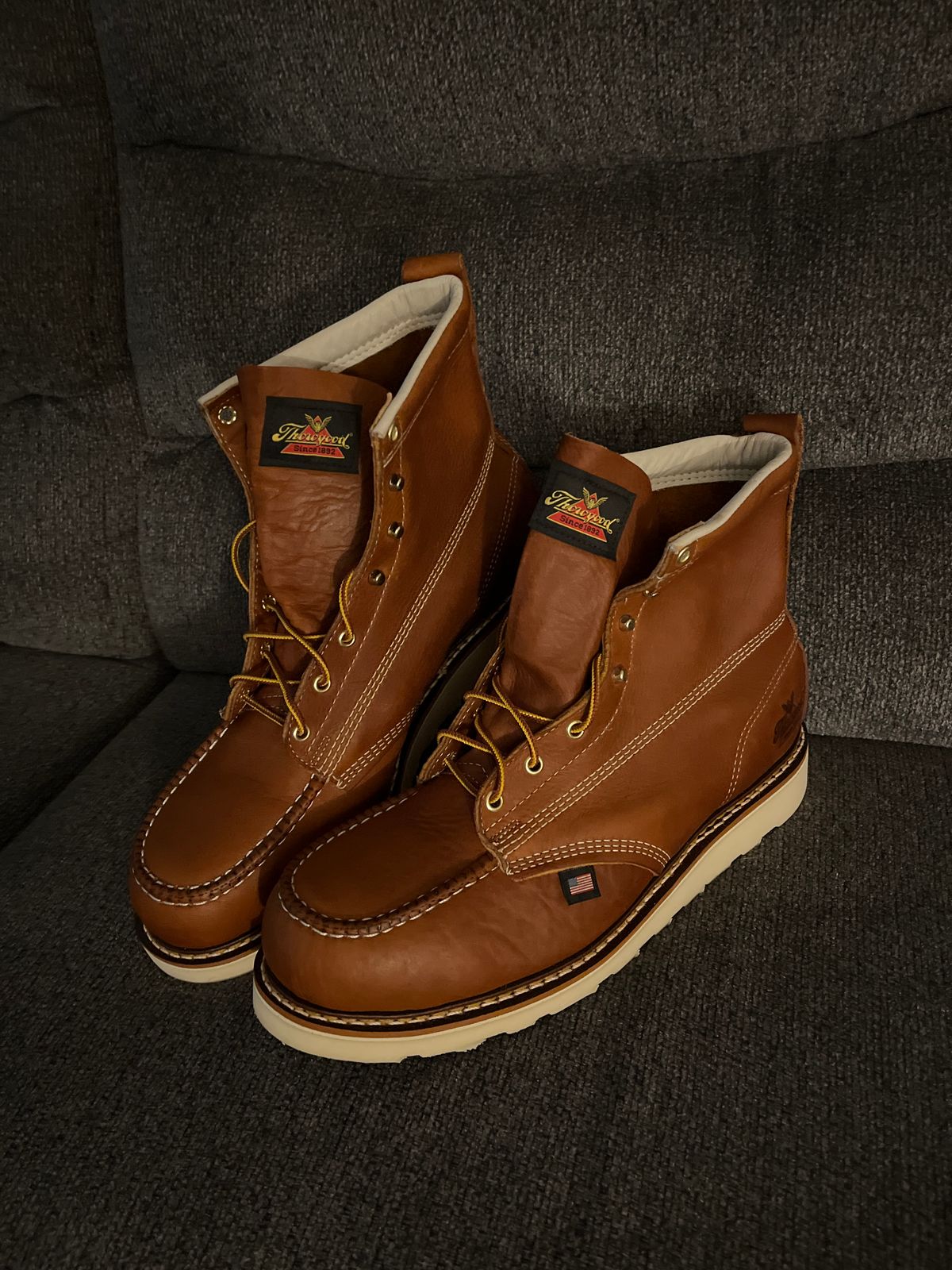 Photo by ineedmoreboots on September 15, 2025 of the Thorogood American Heritage 6" Moc Toe in Tobacco Gladiator Oil-Tanned.