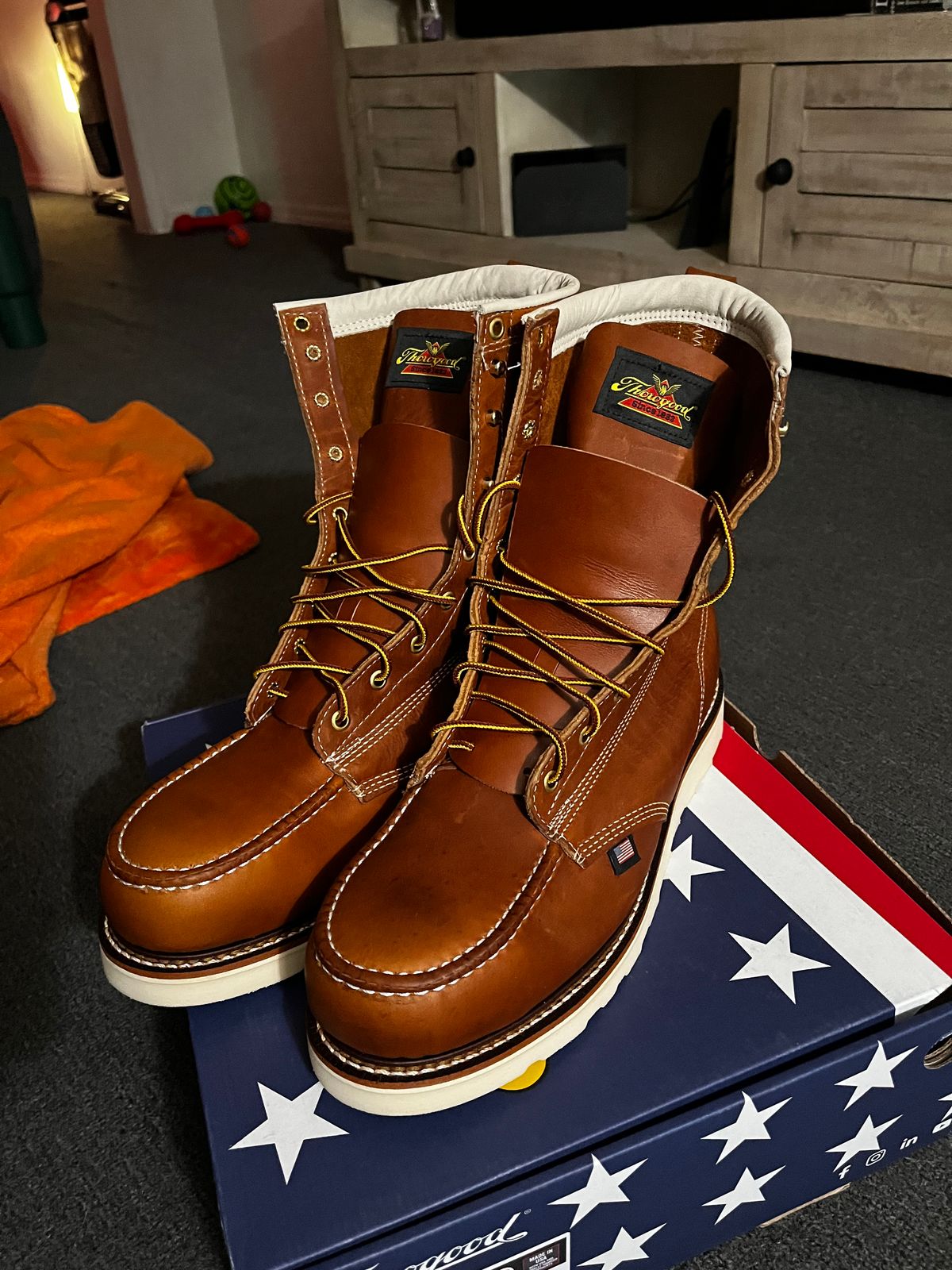 Photo by ineedmoreboots on May 7, 2026 of the Thorogood American Heritage 8" Moc Toe in Tobacco Gladiator Oil-Tanned.
