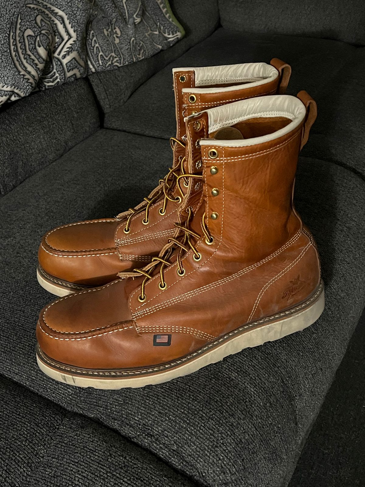 Photo by ineedmoreboots on May 28, 2026 of the Thorogood American Heritage 8" Moc Toe in Tobacco Gladiator Oil-Tanned.
