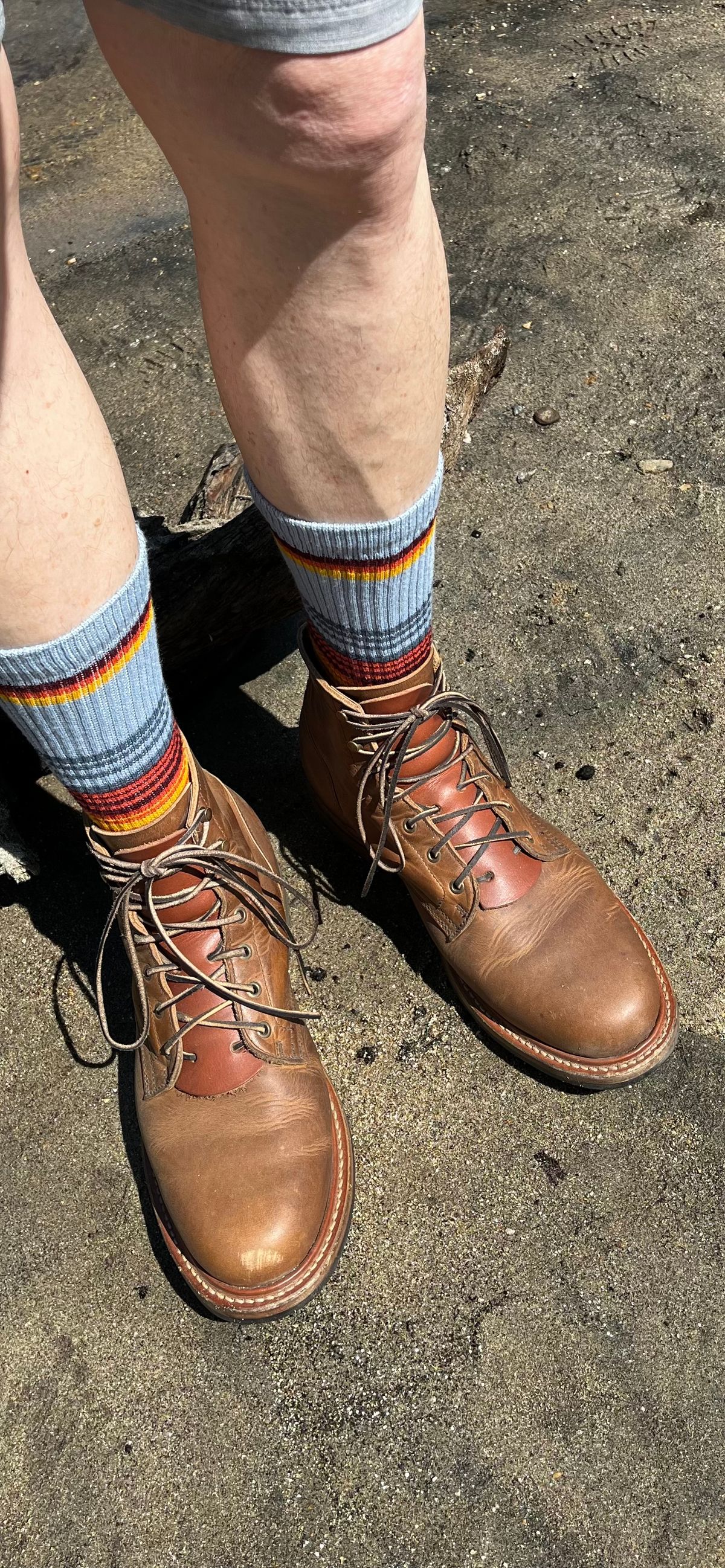 Photo by ineedmoreboots on July 19, 2025 of the Truman Plain Toe Boot in Horween Natural Cypress.