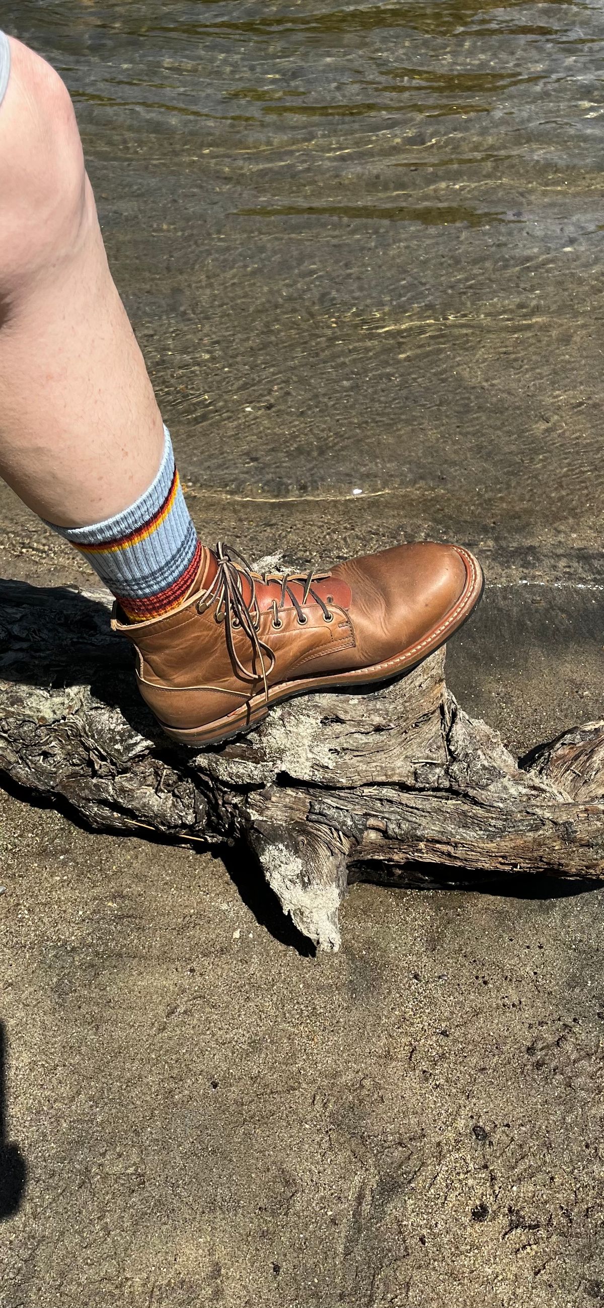 Photo by ineedmoreboots on July 19, 2025 of the Truman Plain Toe Boot in Horween Natural Cypress.