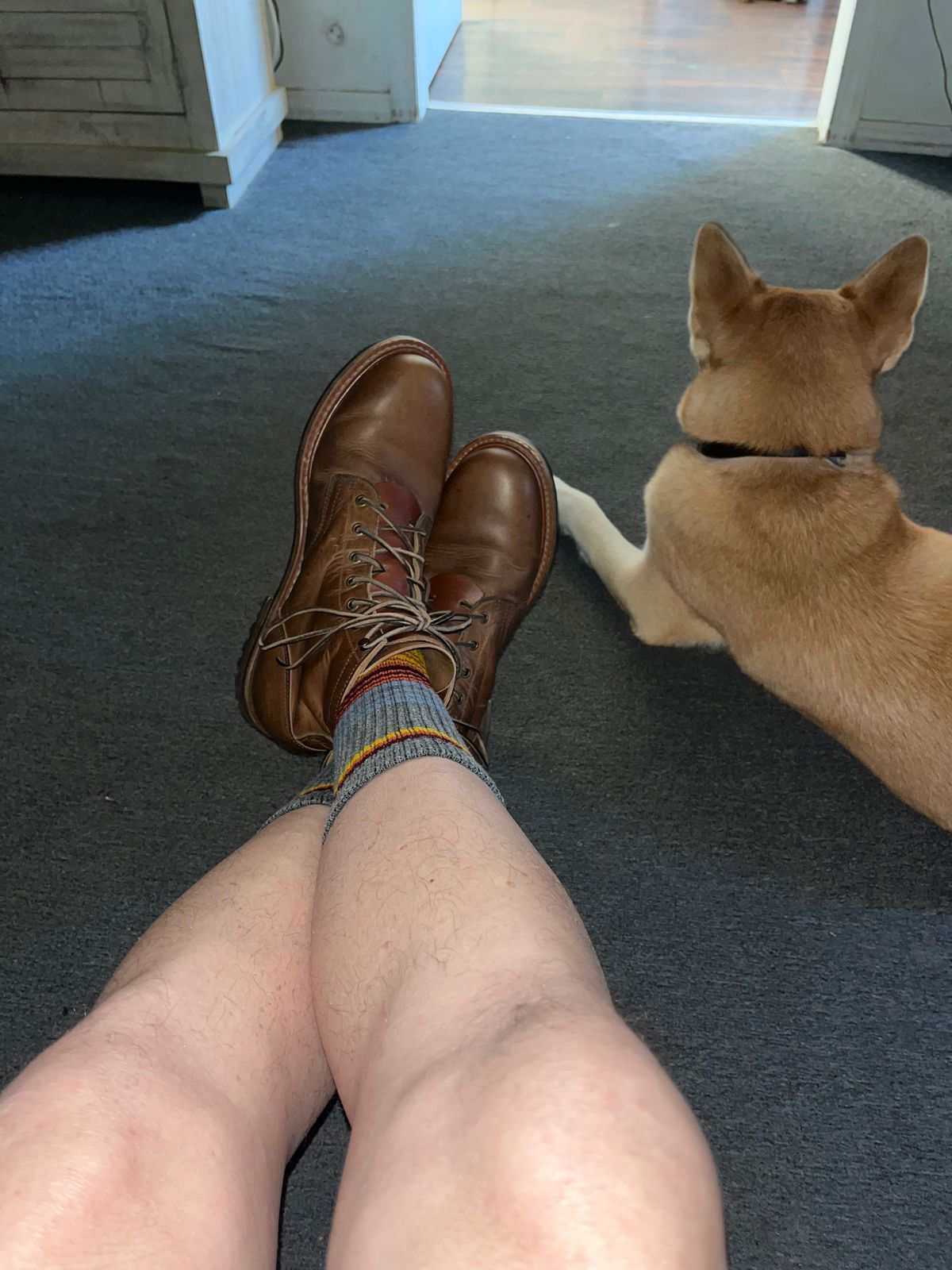 Photo by ineedmoreboots on August 14, 2025 of the Truman Plain Toe Boot in Horween Natural Cypress.