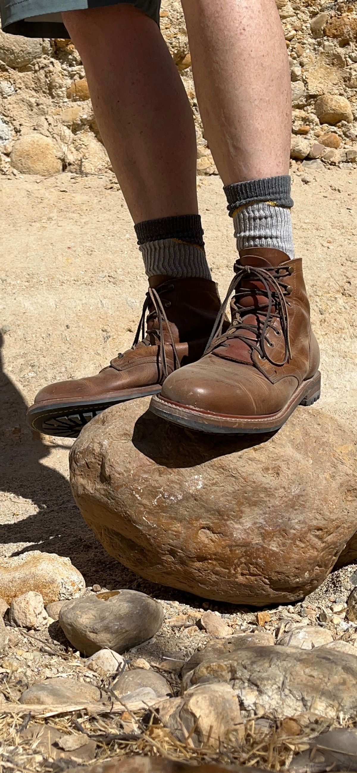 Photo by ineedmoreboots on September 3, 2025 of the Truman Plain Toe Boot in Horween Natural Cypress.