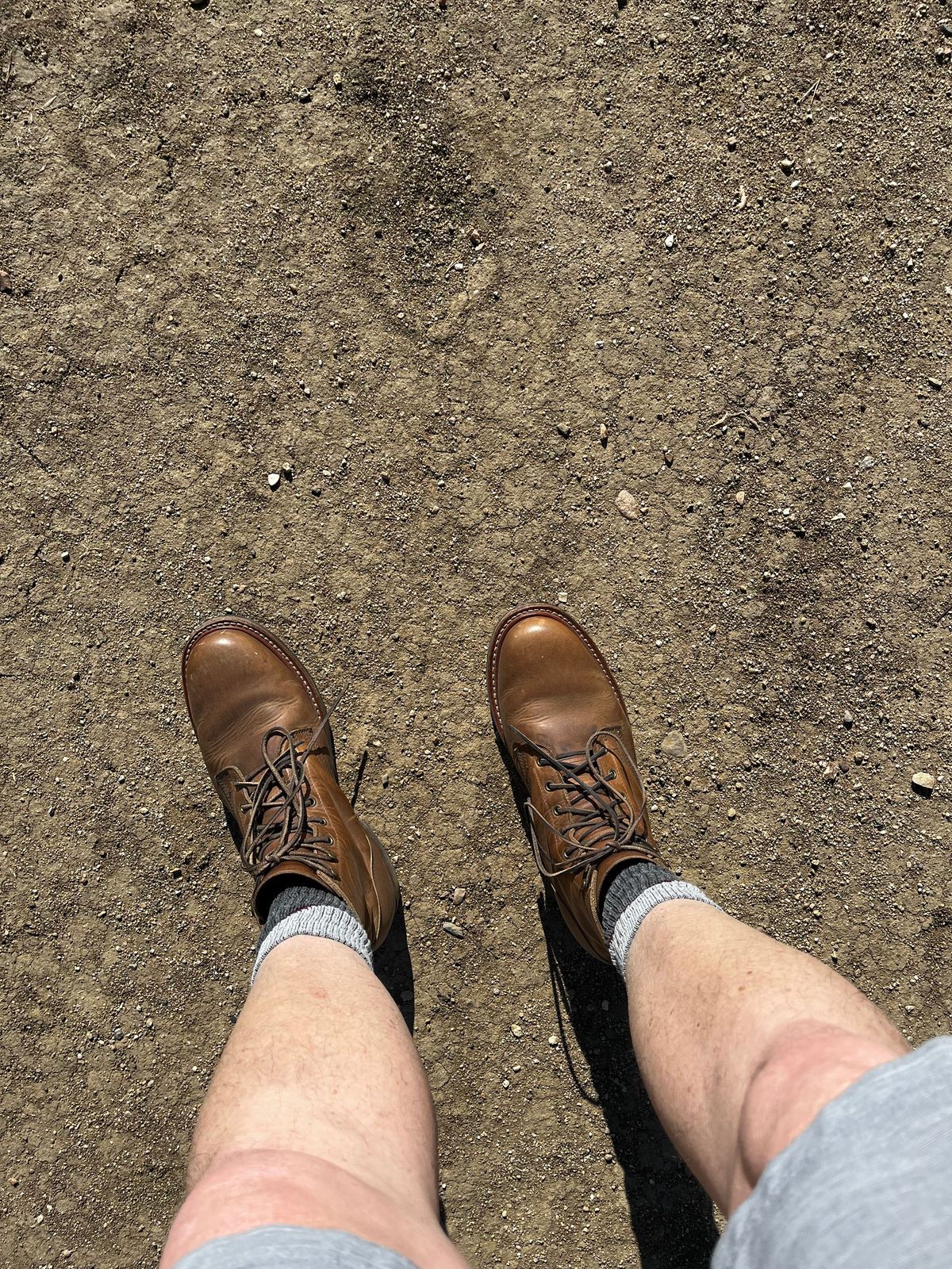 Photo by ineedmoreboots on September 17, 2025 of the Truman Plain Toe Boot in Horween Natural Cypress.