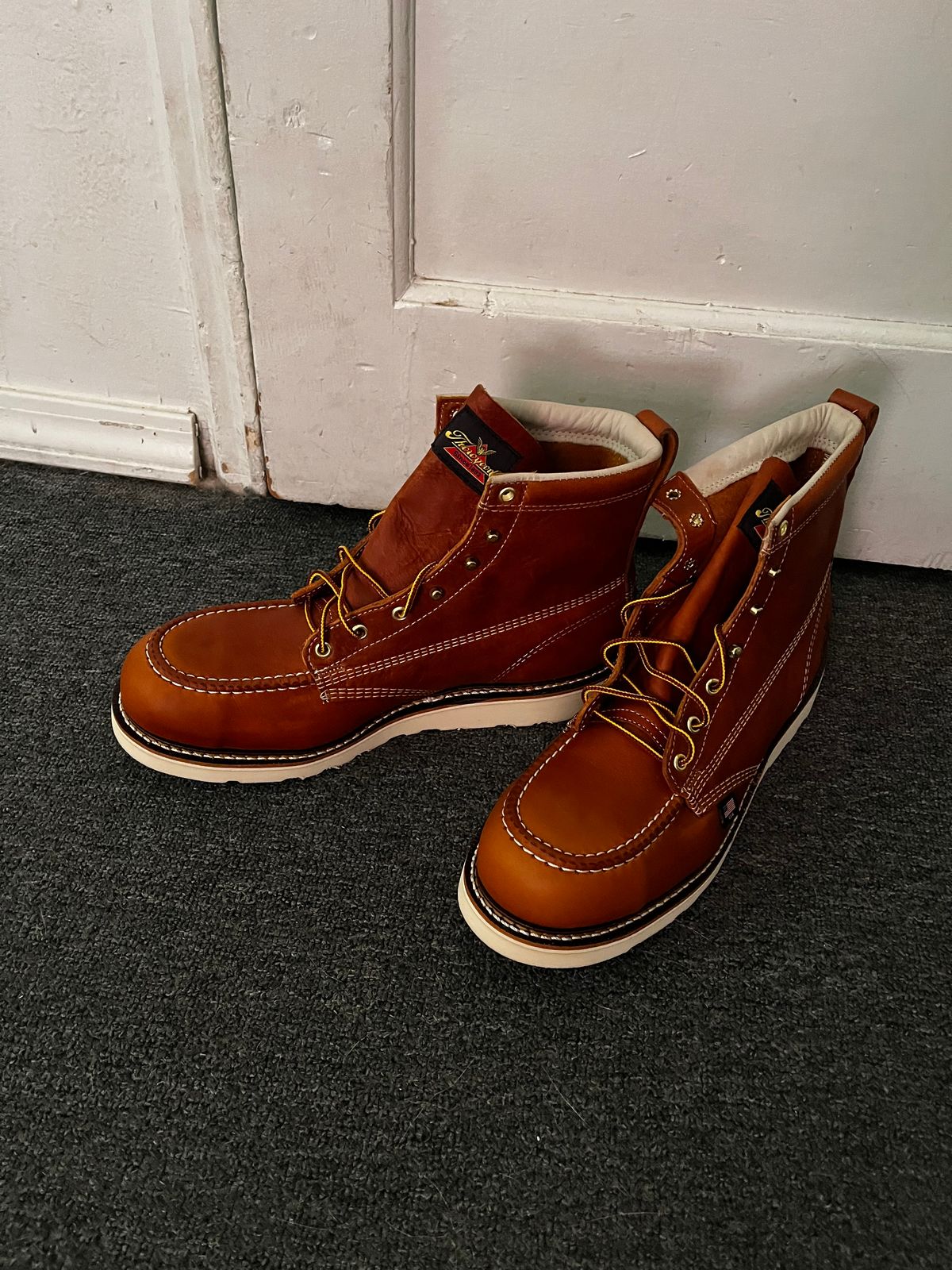 Photo by ineedmoreboots on September 2, 2025 of the Thorogood American Heritage 6" Moc Toe in Tobacco Gladiator Oil-Tanned.