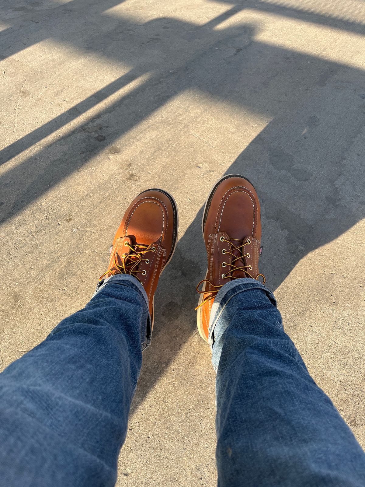 Photo by ineedmoreboots on September 6, 2025 of the Thorogood American Heritage 6" Moc Toe in Tobacco Gladiator Oil-Tanned.