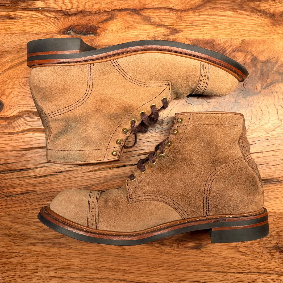 Photo by fromdusktilldusk on April 21, 2026 of the John Lofgren Combat Boots in Natural Roughout.