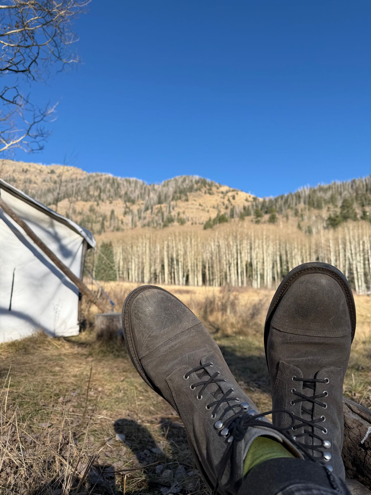 Photo by ramble_on on November 7, 2025 of the Grant Stone Cap Toe Boot in C.F. Stead Frost Waxed Commander.