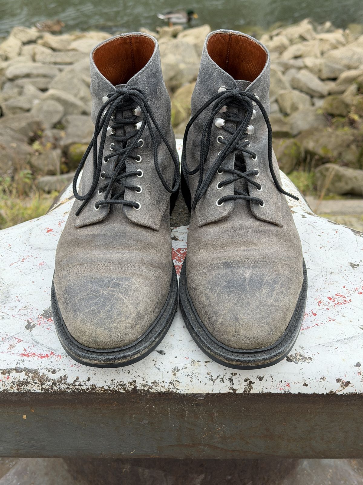 Photo by ramble_on on December 3, 2025 of the Grant Stone Cap Toe Boot in C.F. Stead Frost Waxed Commander.