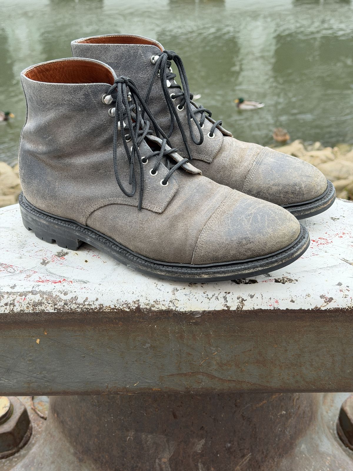 Photo by ramble_on on December 3, 2025 of the Grant Stone Cap Toe Boot in C.F. Stead Frost Waxed Commander.