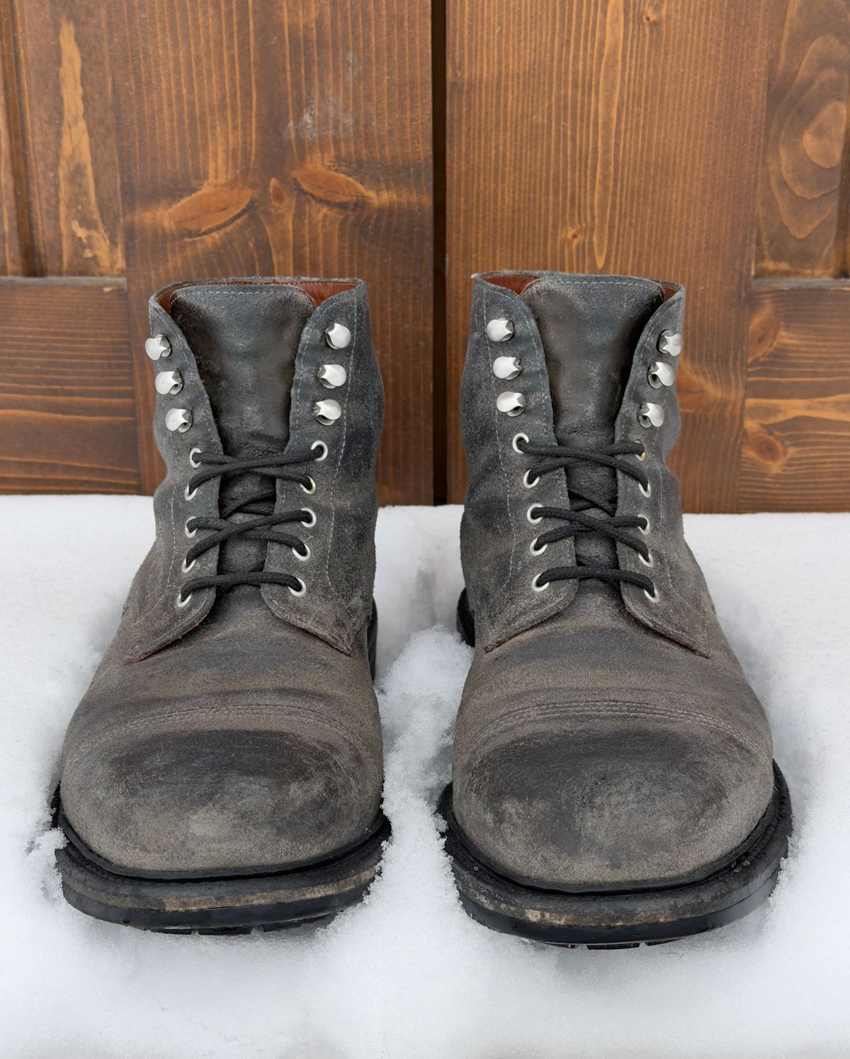 Photo by ramble_on on February 1, 2026 of the Grant Stone Cap Toe Boot in C.F. Stead Frost Waxed Commander.