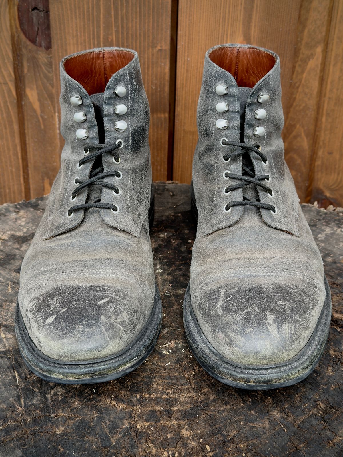 Photo by ramble_on on April 2, 2026 of the Grant Stone Cap Toe Boot in C.F. Stead Frost Waxed Commander.