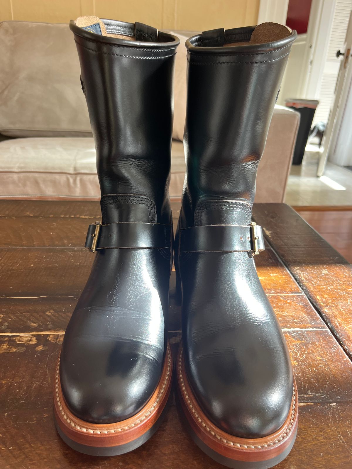 Photo by Gpittman9 on June 19, 2025 of the John Lofgren Wabash Engineer Boots in Horween Black Chromexcel.