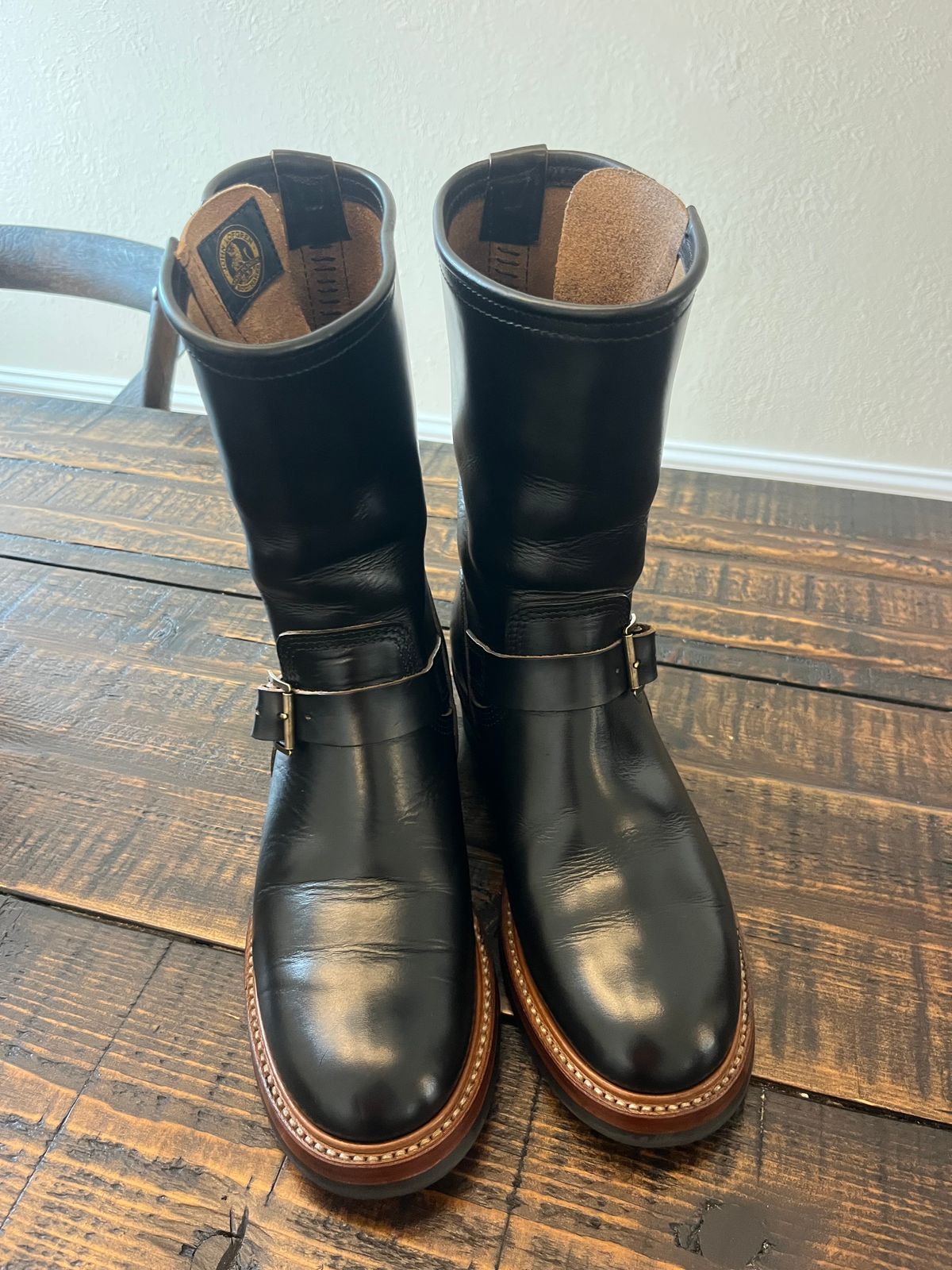 Photo by Gpittman9 on October 22, 2025 of the John Lofgren Wabash Engineer Boots in Horween Black Chromexcel.