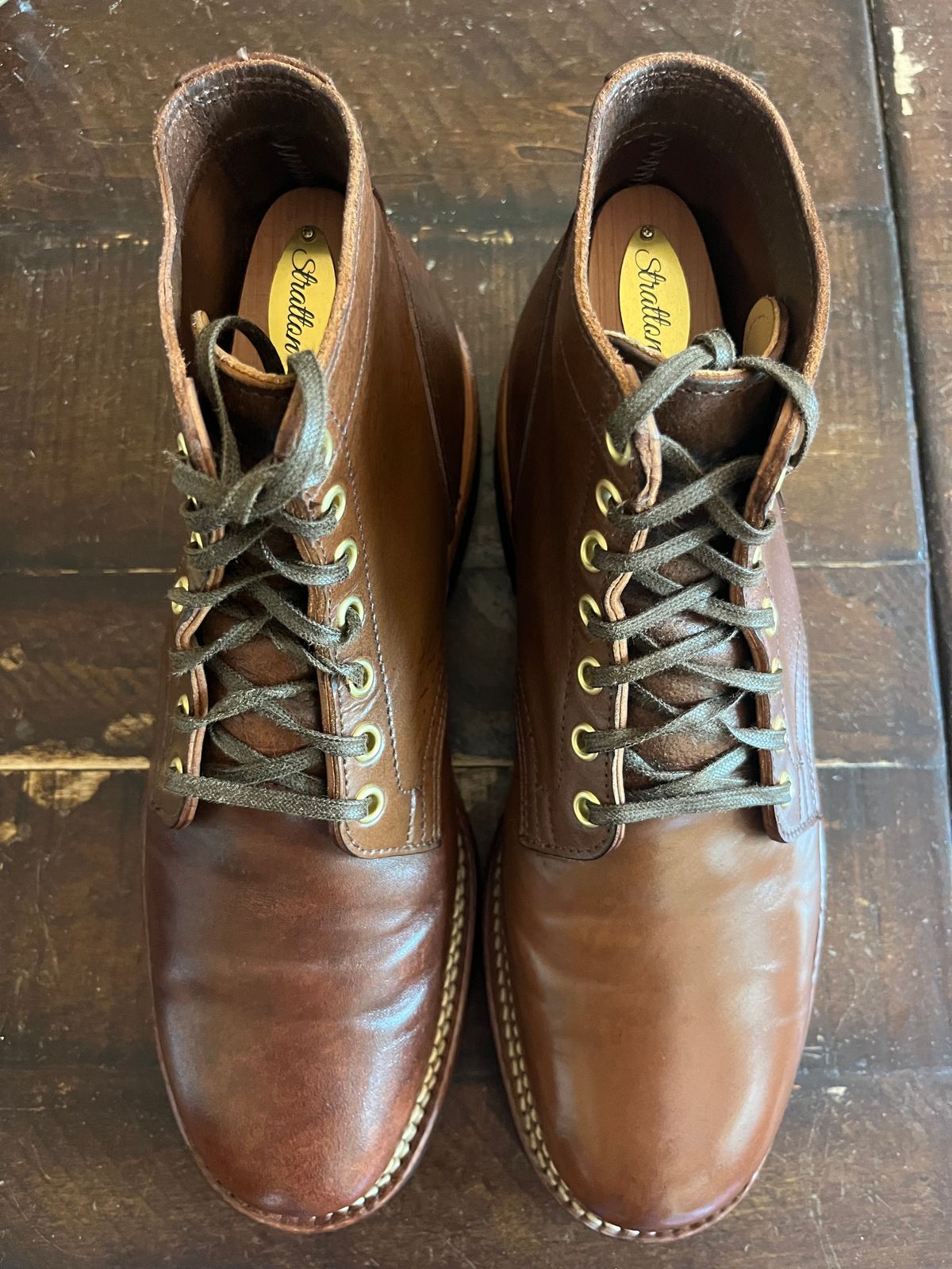 Photo by Gpittman9 on May 31, 2025 of the Viberg Service Boot in Brown Waxed Flesh Horsebutt.