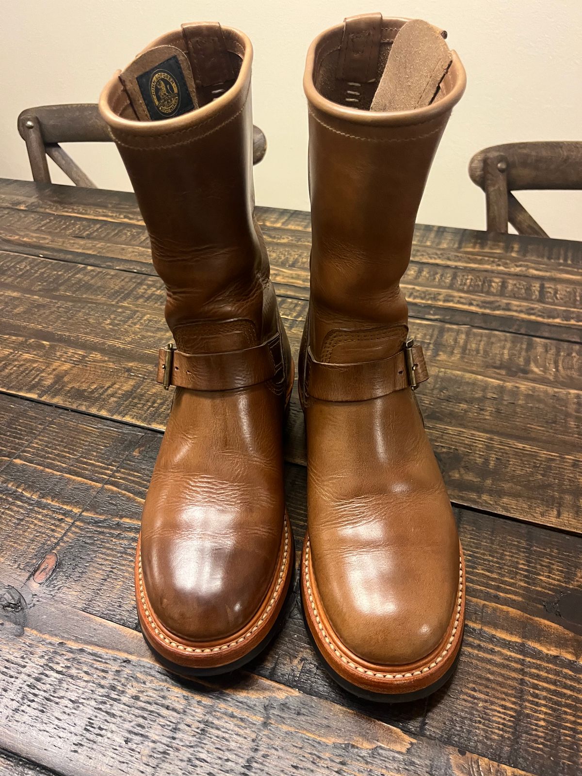 Photo by Gpittman9 on February 20, 2026 of the John Lofgren Wabash Engineer Boots in Horween Natural Chromexcel.