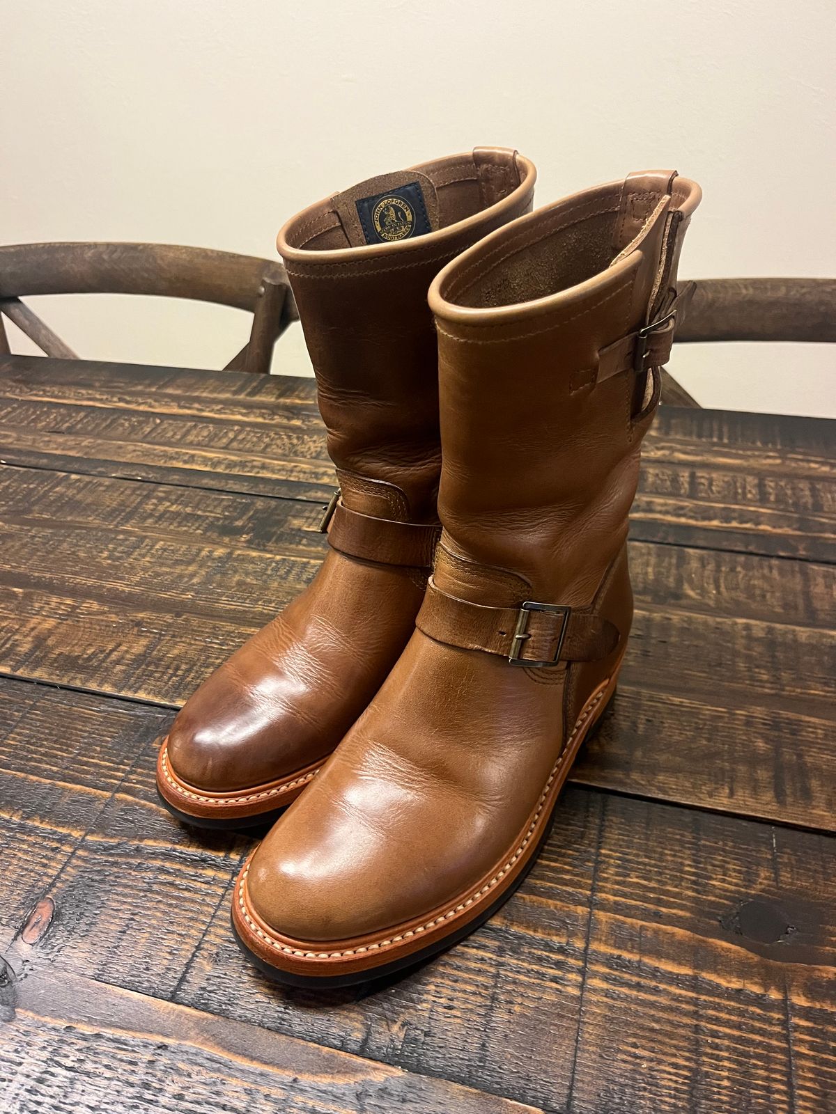 Photo by Gpittman9 on February 20, 2026 of the John Lofgren Wabash Engineer Boots in Horween Natural Chromexcel.
