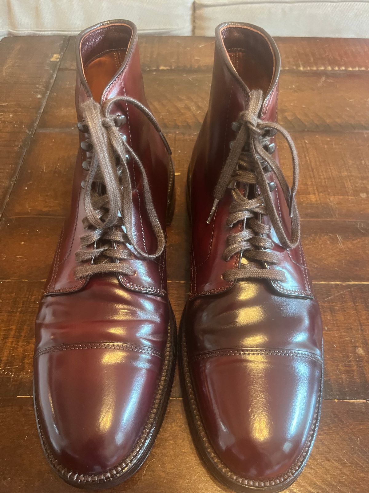 Photo by Gpittman9 on June 8, 2025 of the Alden Shell Cordovan Cap Toe Boot in Horween Color 8 Shell Cordovan.