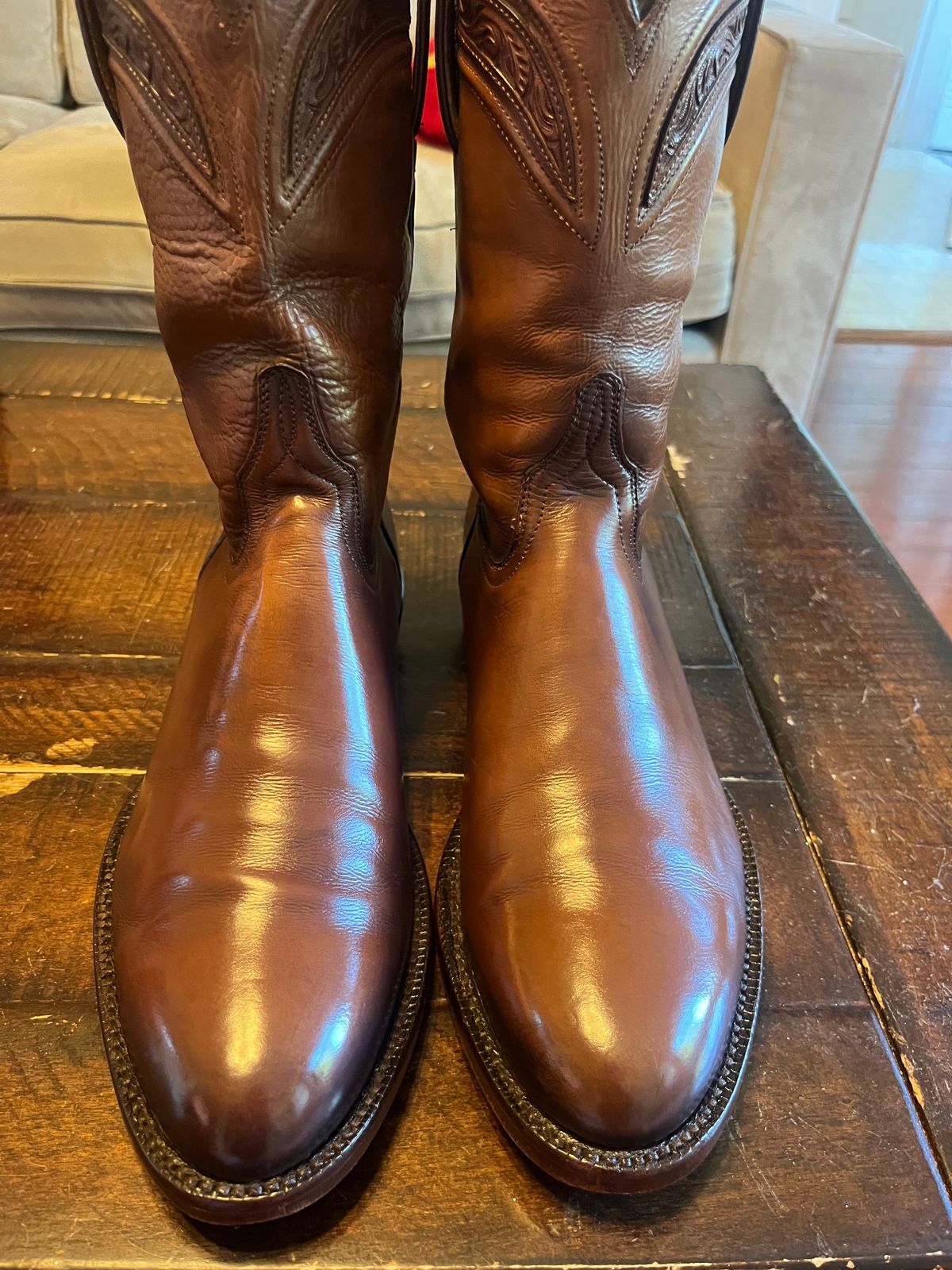 Photo by Gpittman9 on June 16, 2025 of the Lucchese Sumter in Dark Brown Royal Calf.