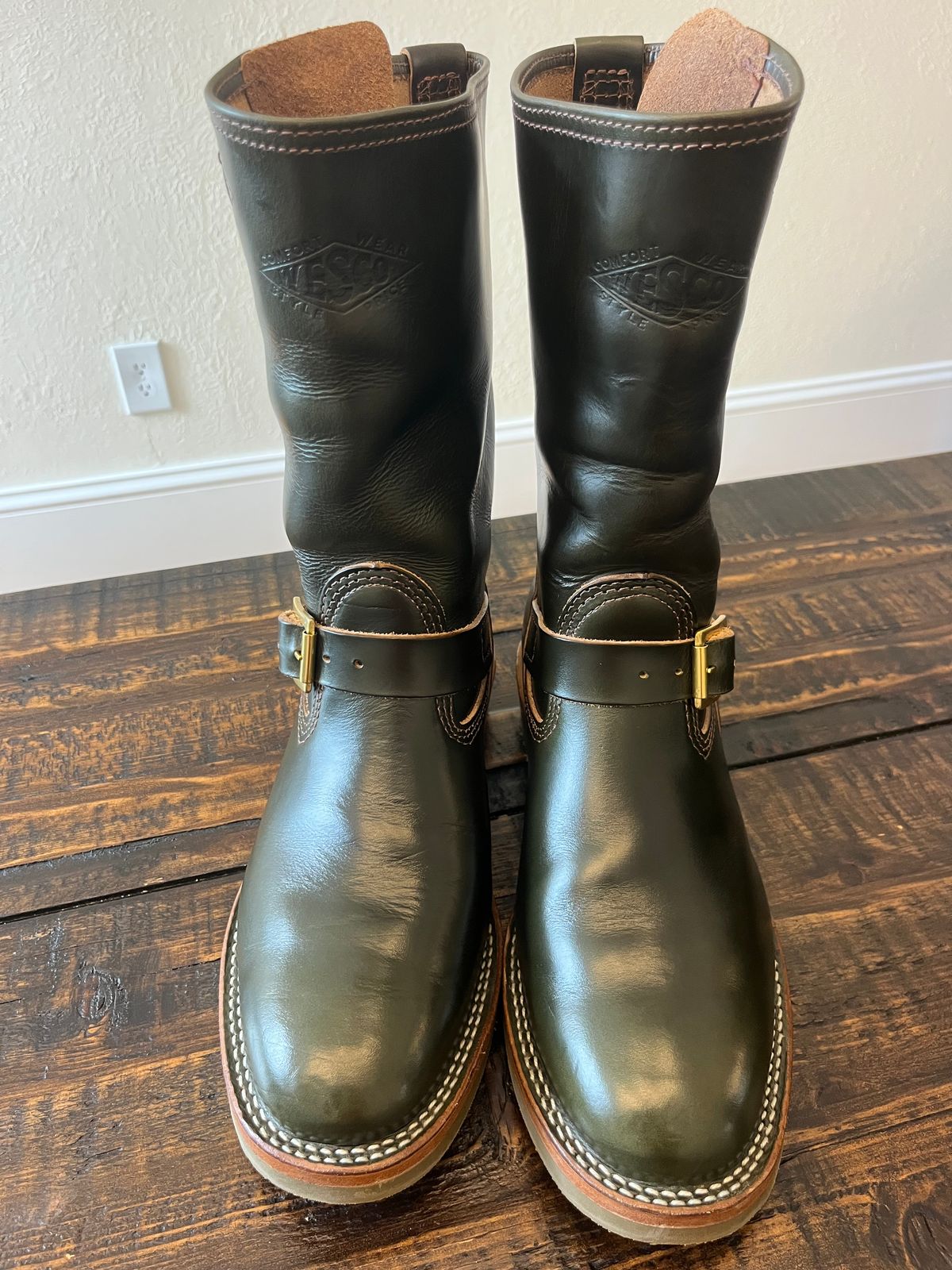 Photo by Gpittman9 on October 22, 2025 of the Wesco X The Shop Vancouver Mister Lou in Horween Olive Chromexcel.