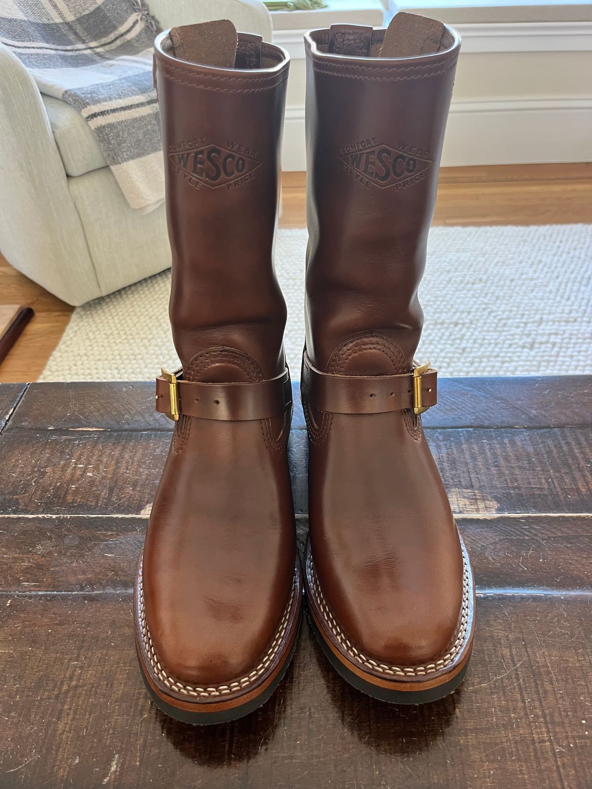Photo by Gpittman9 on August 5, 2025 of the Wesco Mister Lou in Horween Mahogany Chromexcel.