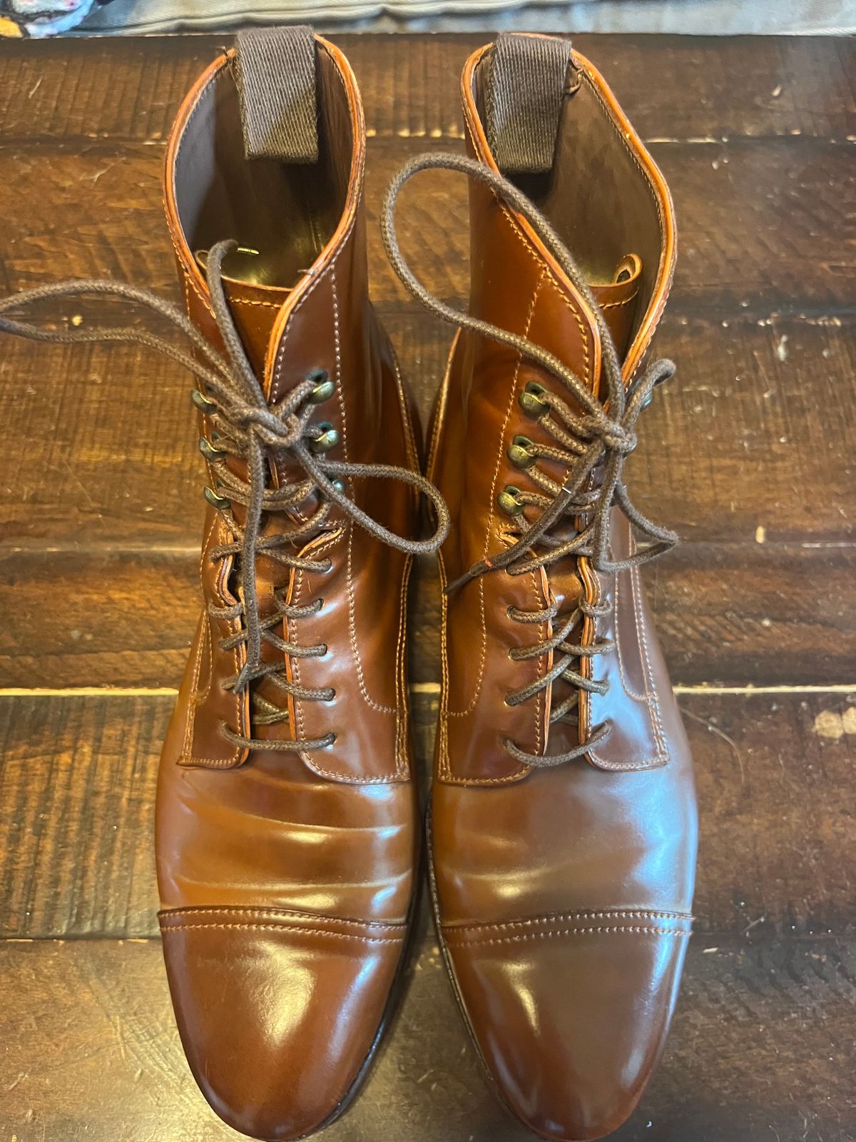 Photo by Gpittman9 on June 9, 2025 of the Carmina Cordovan Dress Boots Oscar in Horween Bourbon Shell Cordovan.