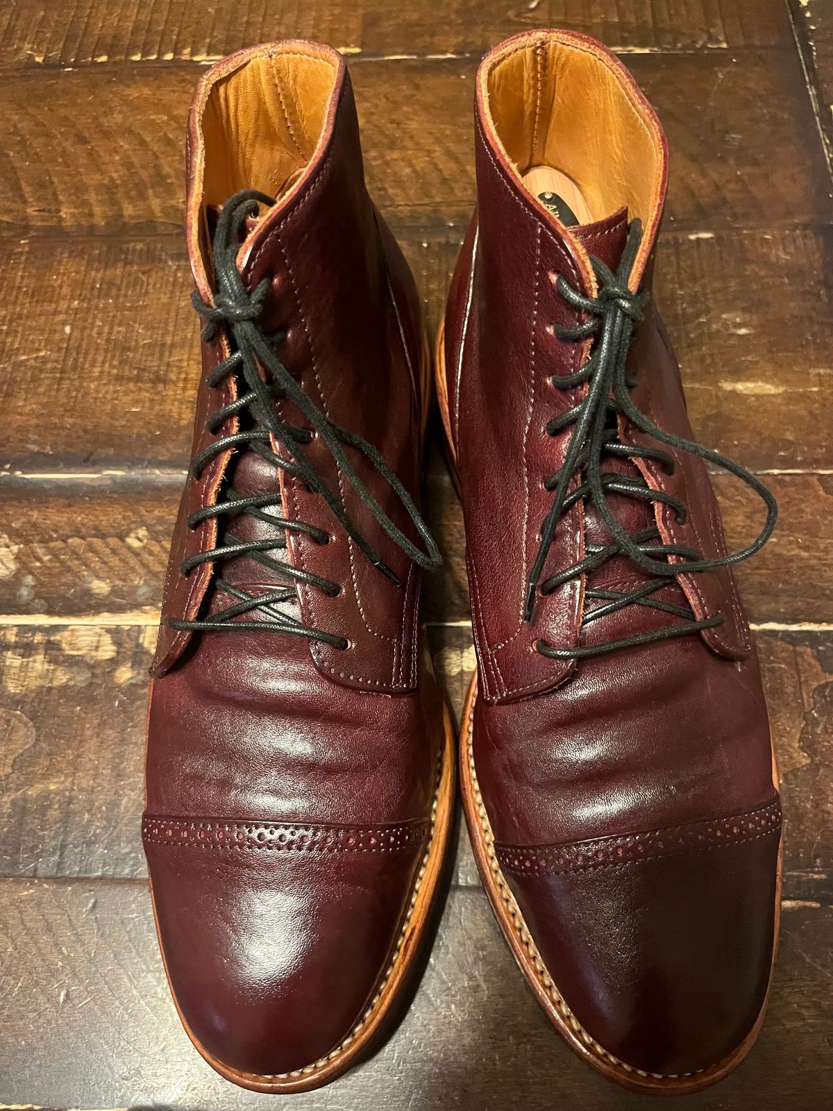 Photo by Gpittman9 on June 3, 2025 of the Viberg Service Boot in Burgundy Washed Horsehide.