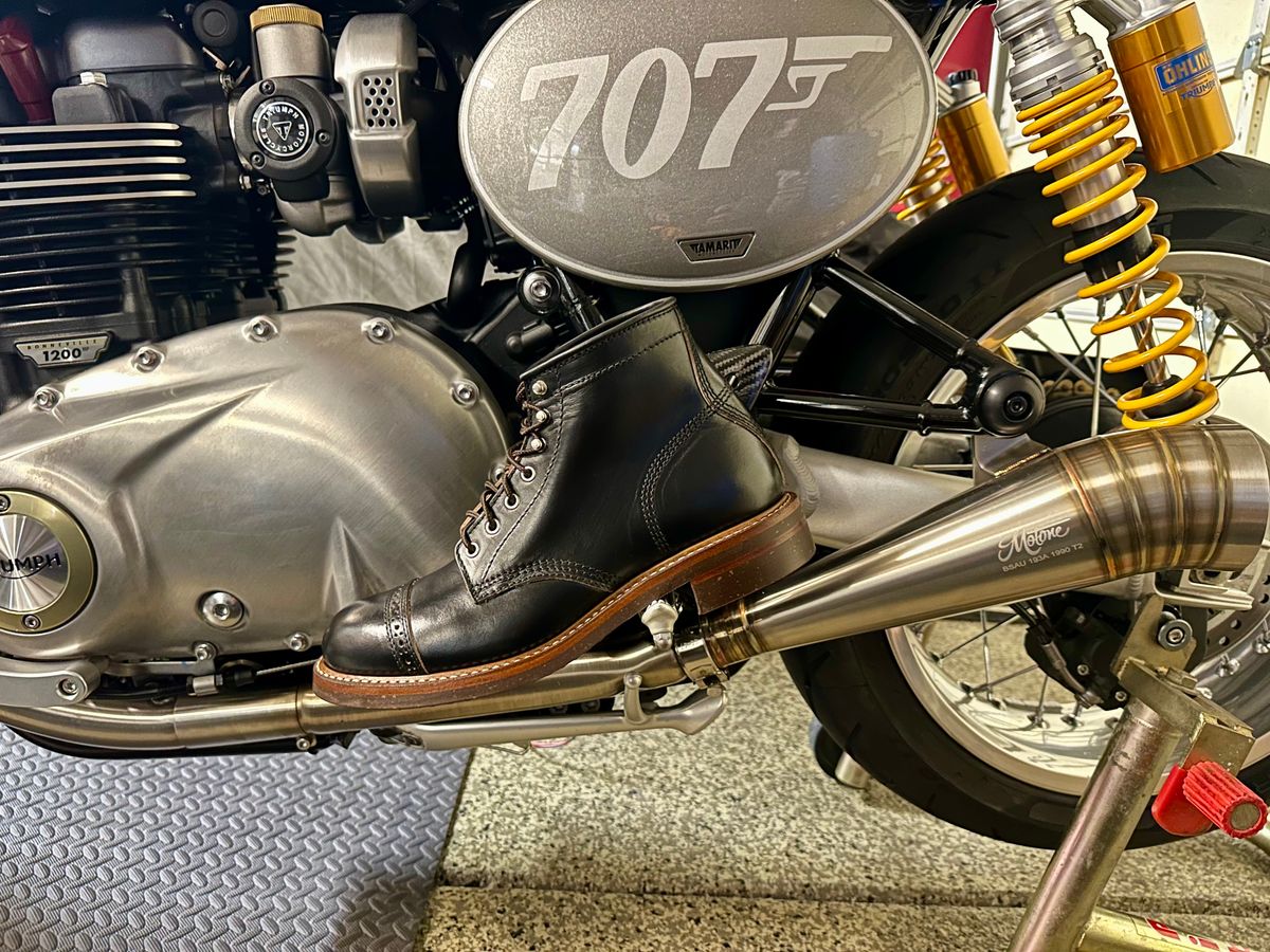 Photo by Suited_n_Booted on February 13, 2026 of the John Lofgren Combat Boots in Horween Black CXL.