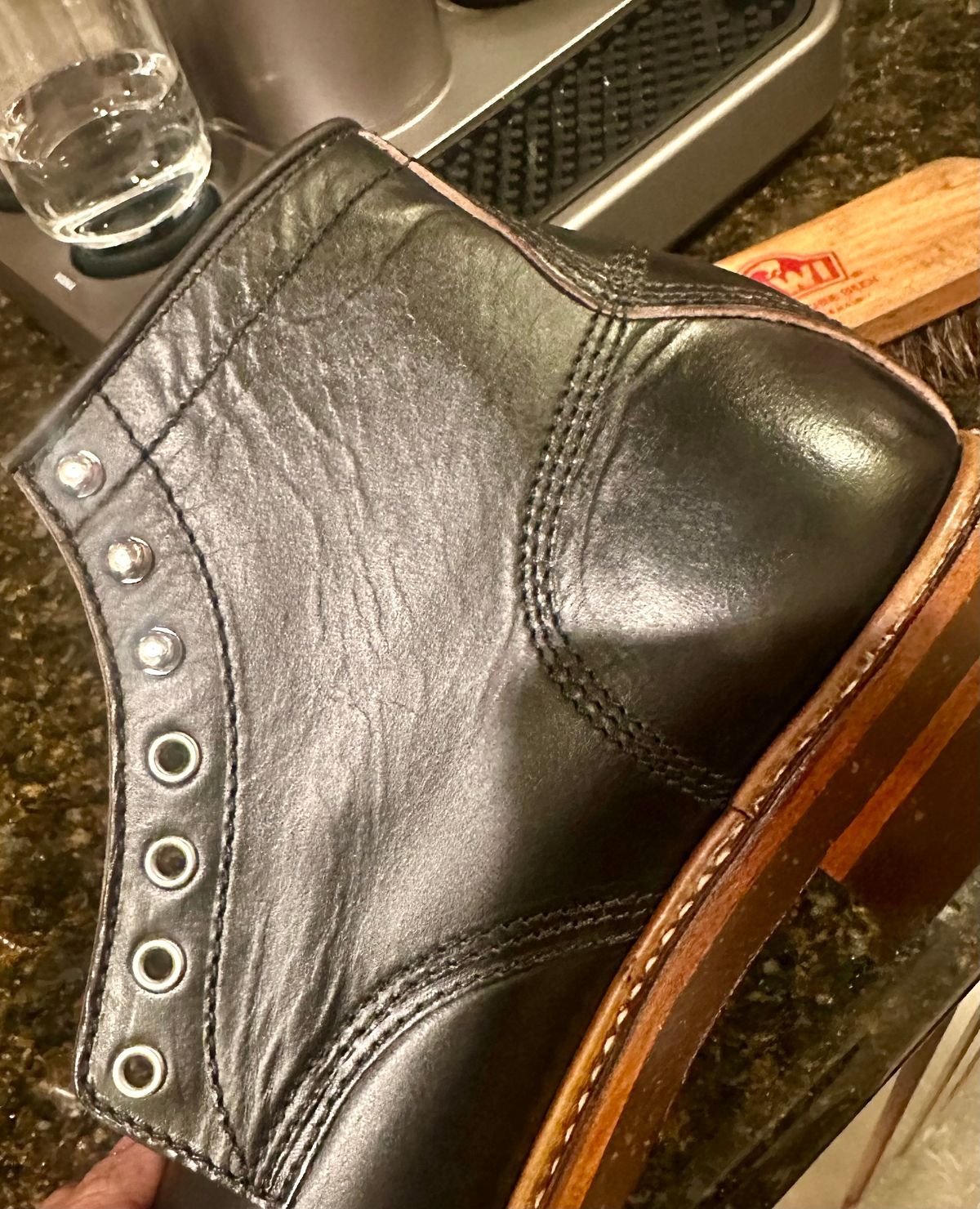 Photo by Suited_n_Booted on February 21, 2026 of the John Lofgren Combat Boots in Horween Black CXL.