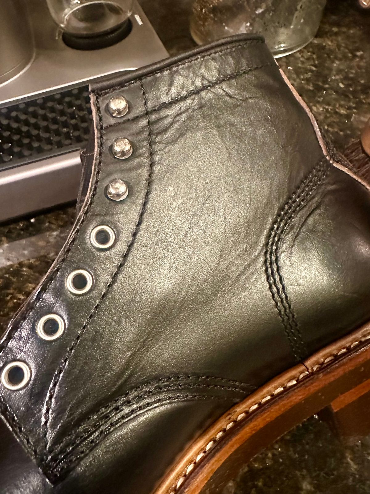Photo by Suited_n_Booted on February 21, 2026 of the John Lofgren Combat Boots in Horween Black CXL.