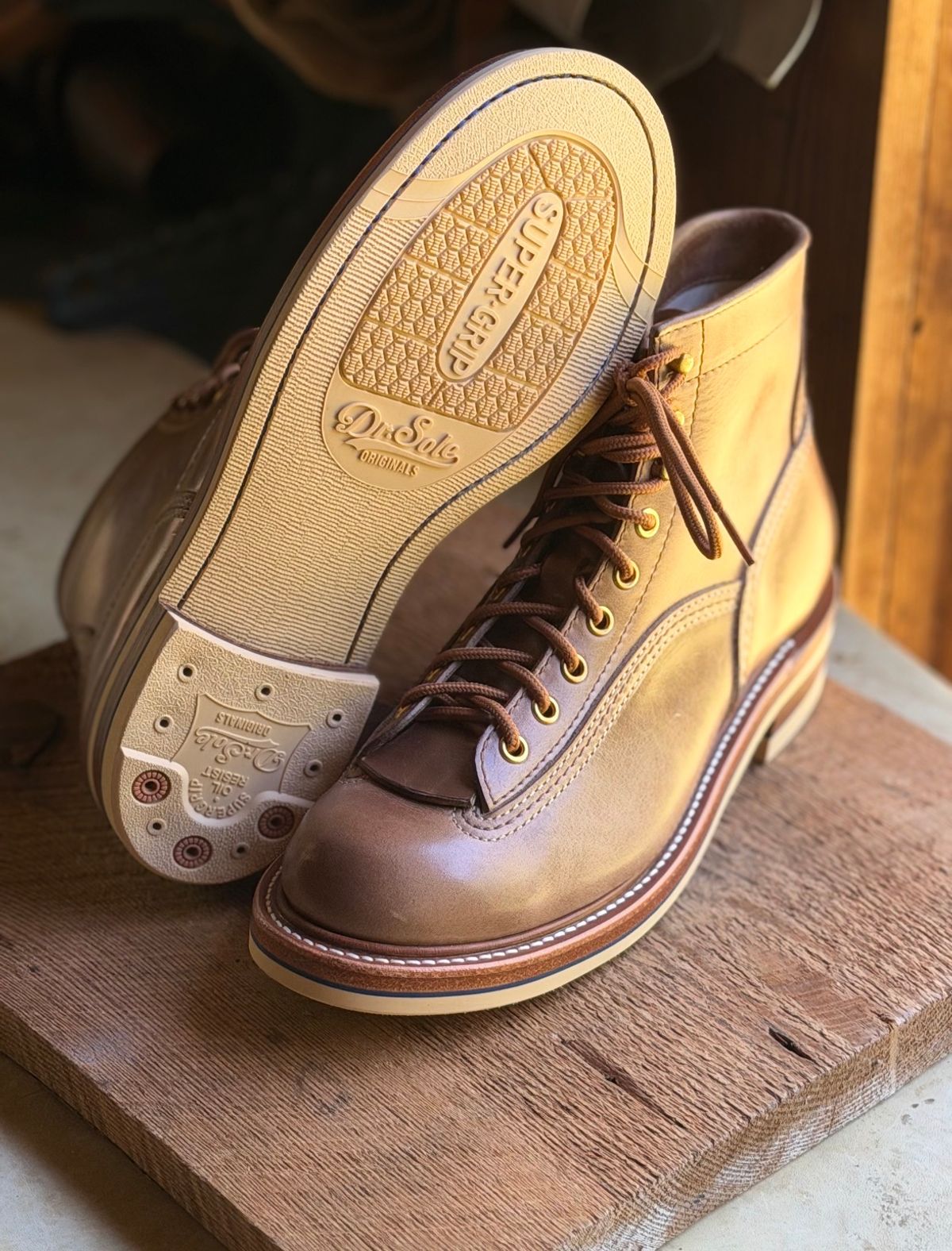 Photo by Suited_n_Booted on May 10, 2026 of the John Lofgren Donkey Puncher Boots in Horween natural CXL.
