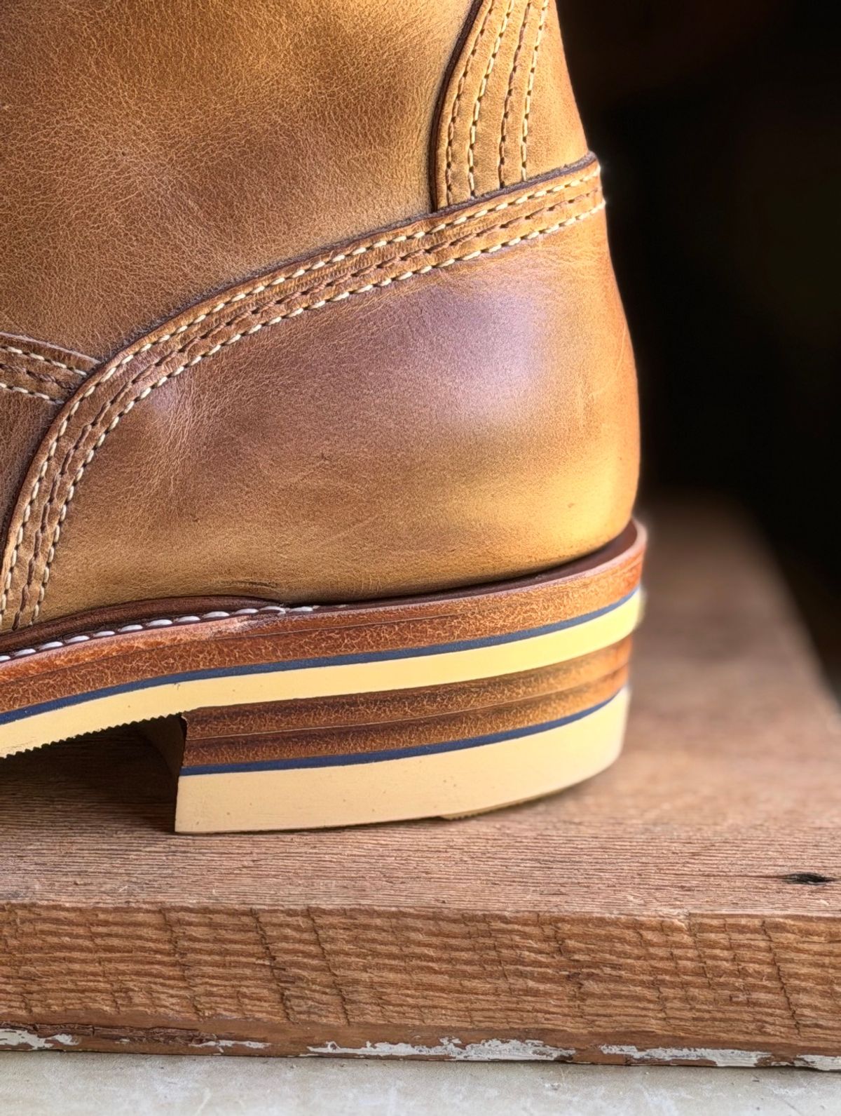 Photo by Suited_n_Booted on May 10, 2026 of the John Lofgren Donkey Puncher Boots in Horween natural CXL.