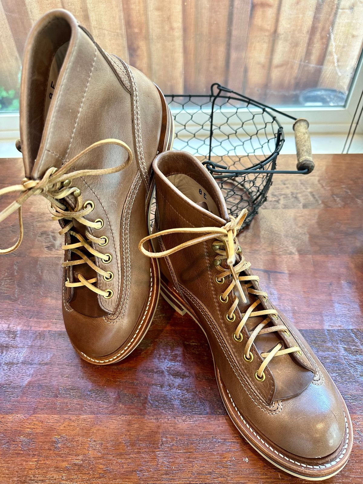 Photo by Suited_n_Booted on May 23, 2026 of the John Lofgren Donkey Puncher Boots in Horween natural CXL.