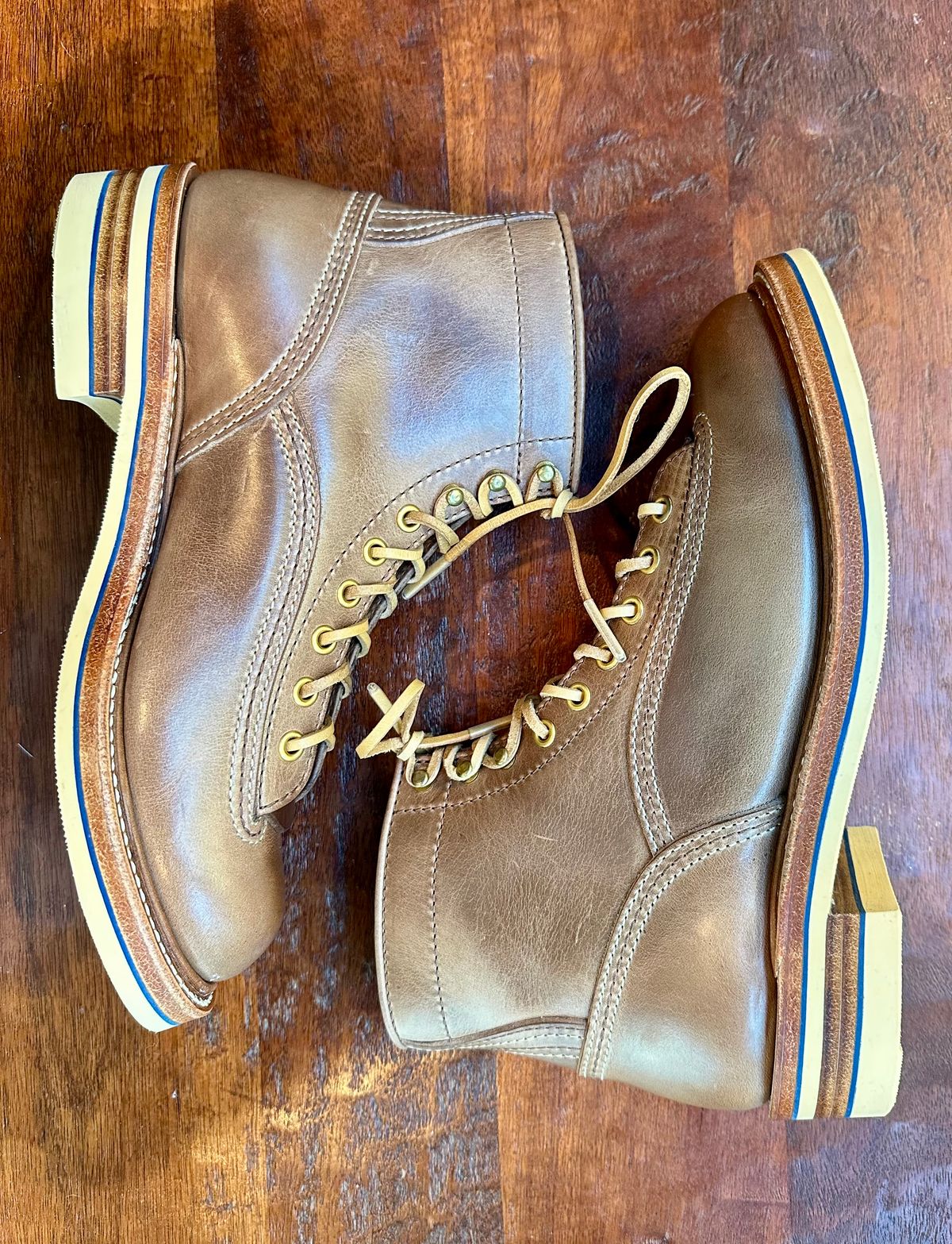 Photo by Suited_n_Booted on May 23, 2026 of the John Lofgren Donkey Puncher Boots in Horween natural CXL.