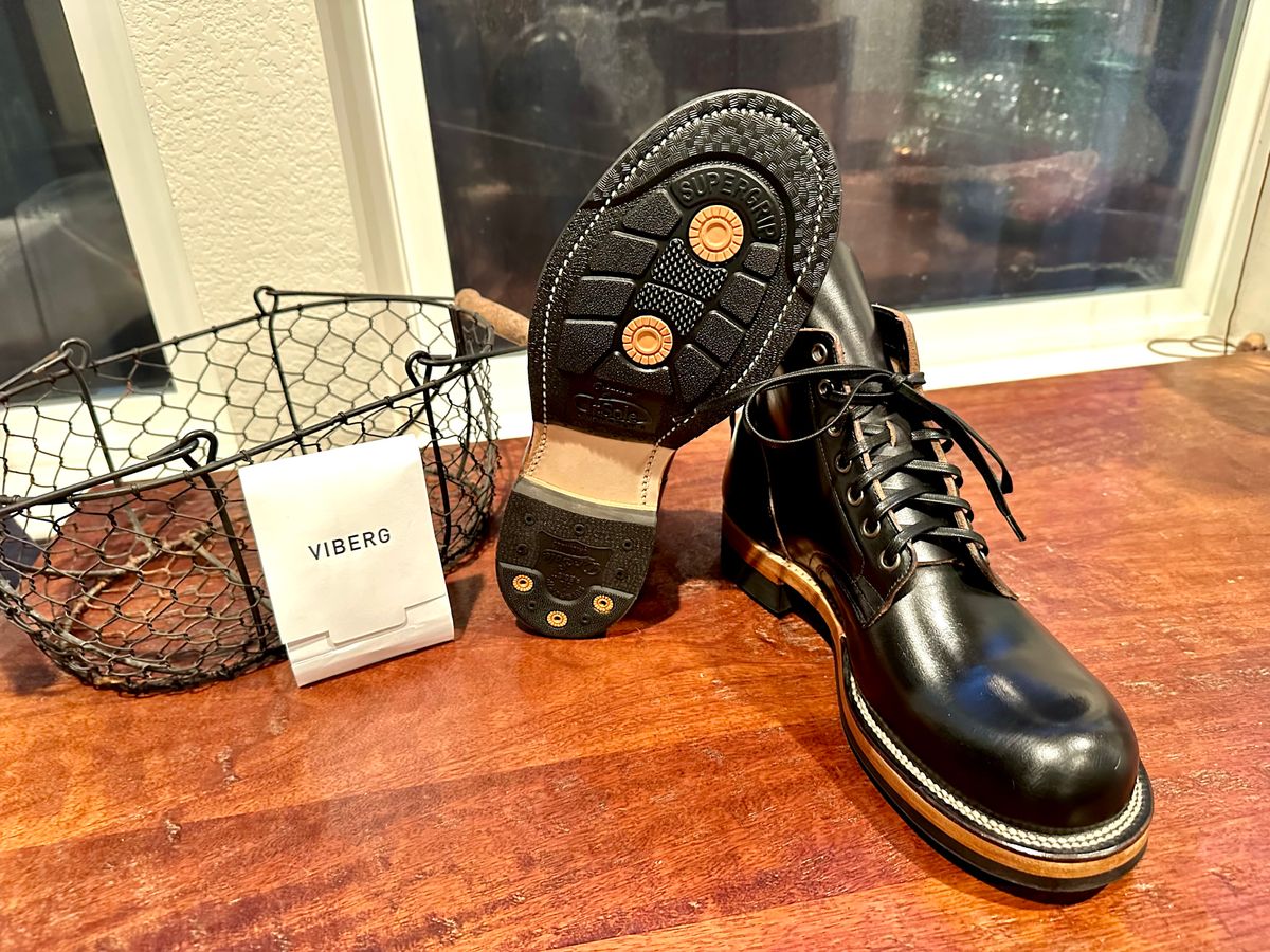Photo by Suited_n_Booted on February 25, 2026 of the Viberg Service Boot in Horween Black Teacore Chromexcel.