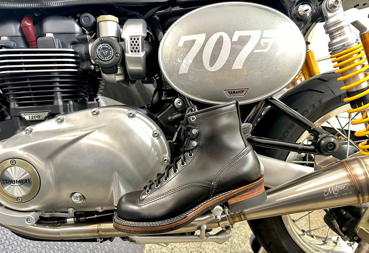 Photo by Suited_n_Booted on February 22, 2026 of the Brake House Short-Face Motorcycle boots 7301 in Unknown Leather.