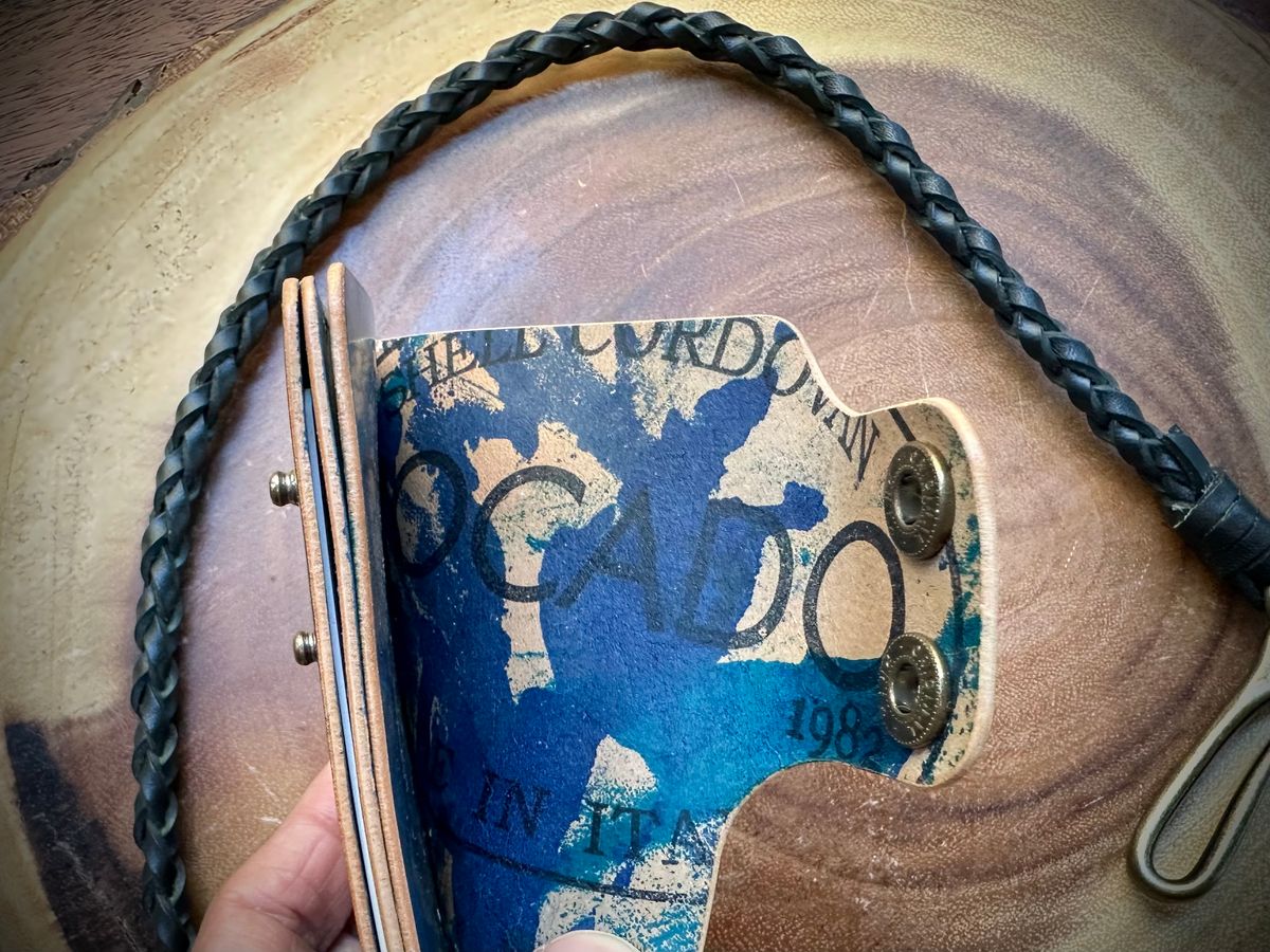 Photo by Suited_n_Booted on June 22, 2026 of the Toro Negro Leather Goods (Ukraine) Minimalist Biker Wallet in Rocado Marble Blue Shell Cordovan.