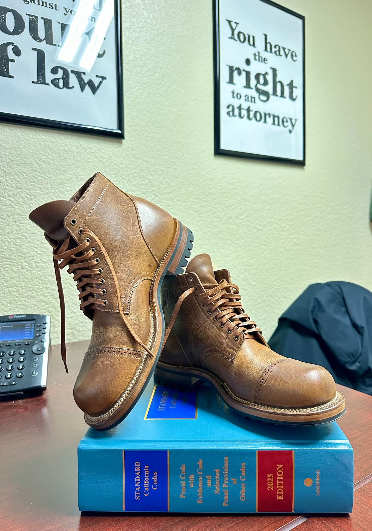 Photo by Suited_n_Booted on February 2, 2026 of the Viberg Service Boot BCT in Horween Natural Cypress.