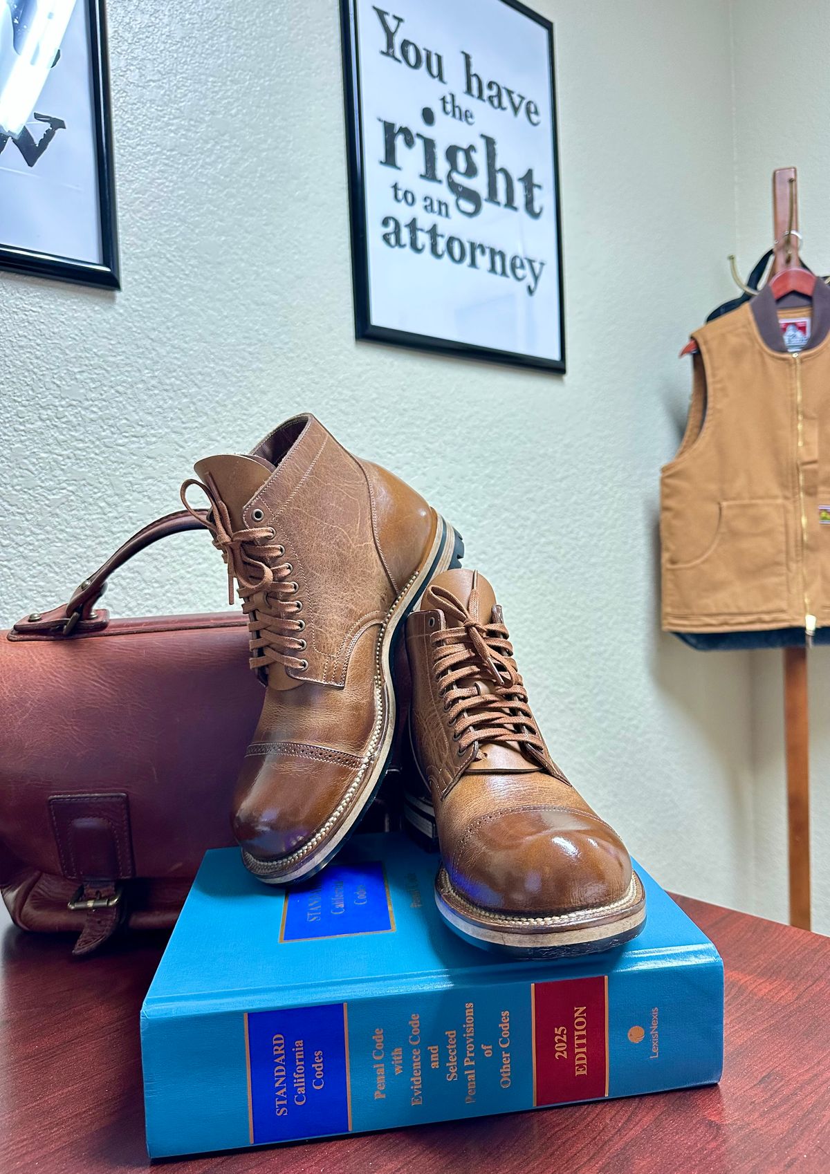 Photo by Suited_n_Booted on March 16, 2026 of the Viberg Service Boot BCT in Horween Natural Cypress.
